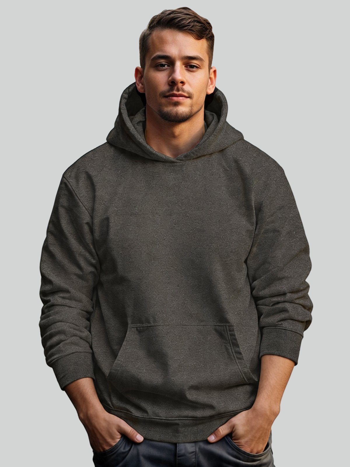Moletom Canguru Masculino Flanelado Com Capuz Chumbo Benellys