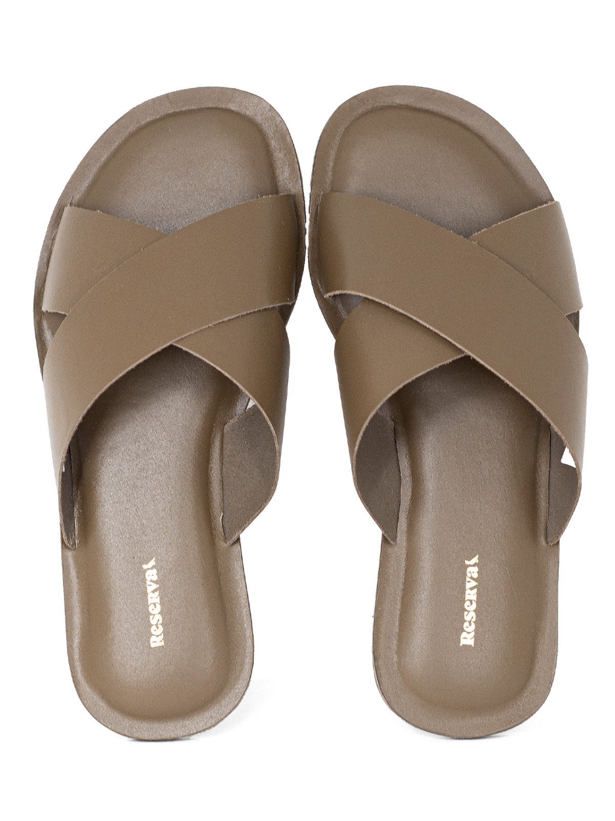 Sandália Masculina Reserva Go Atenas X Couro Confortável Palmilha Anatômica Marrom Carvão