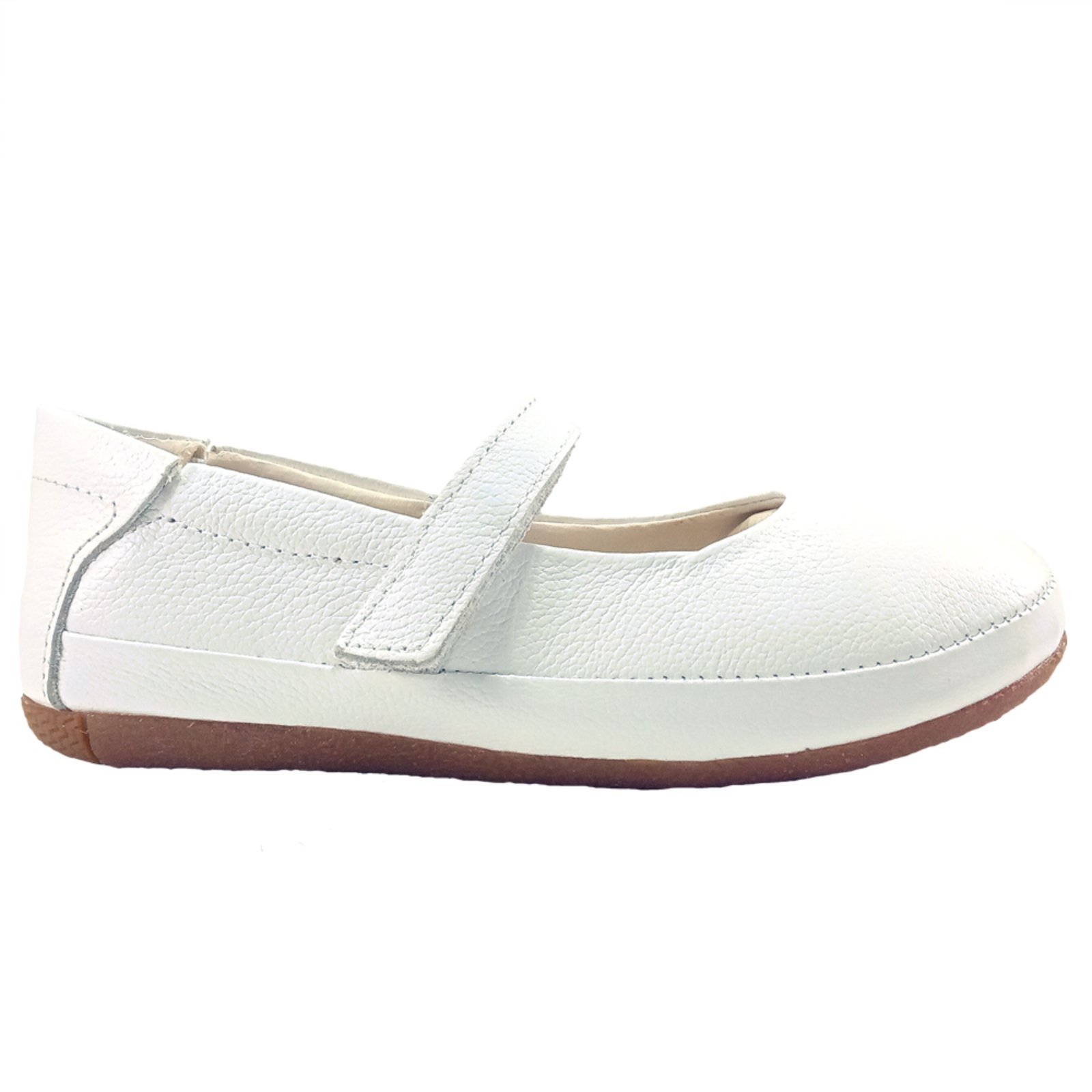 Vista 3 Infantil - Sapatilha Menina Clássica Batizado Ajuste Fácil Lisa em Couro Legítimo Kimey branco Kimey branco
