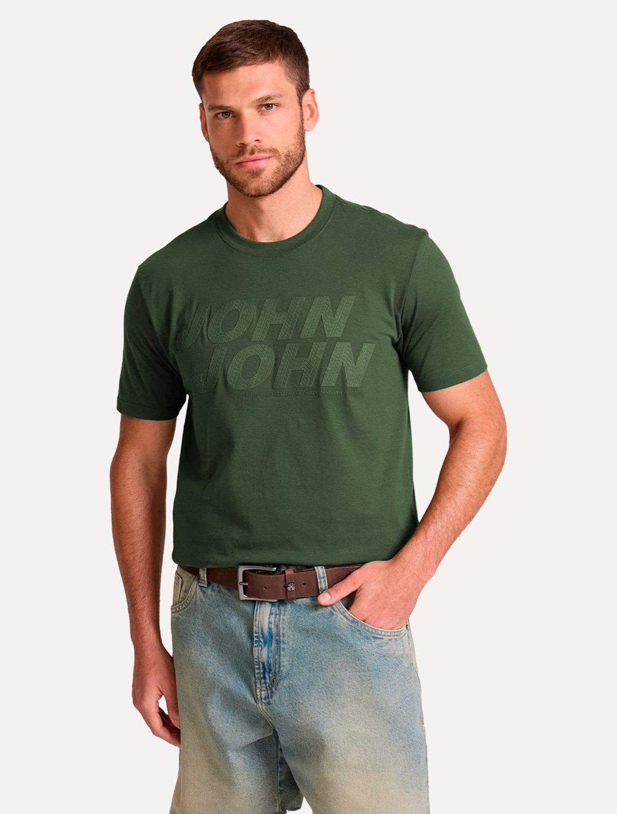 Camiseta John John Masculina Regular Fit Rubber Track Verde Militar