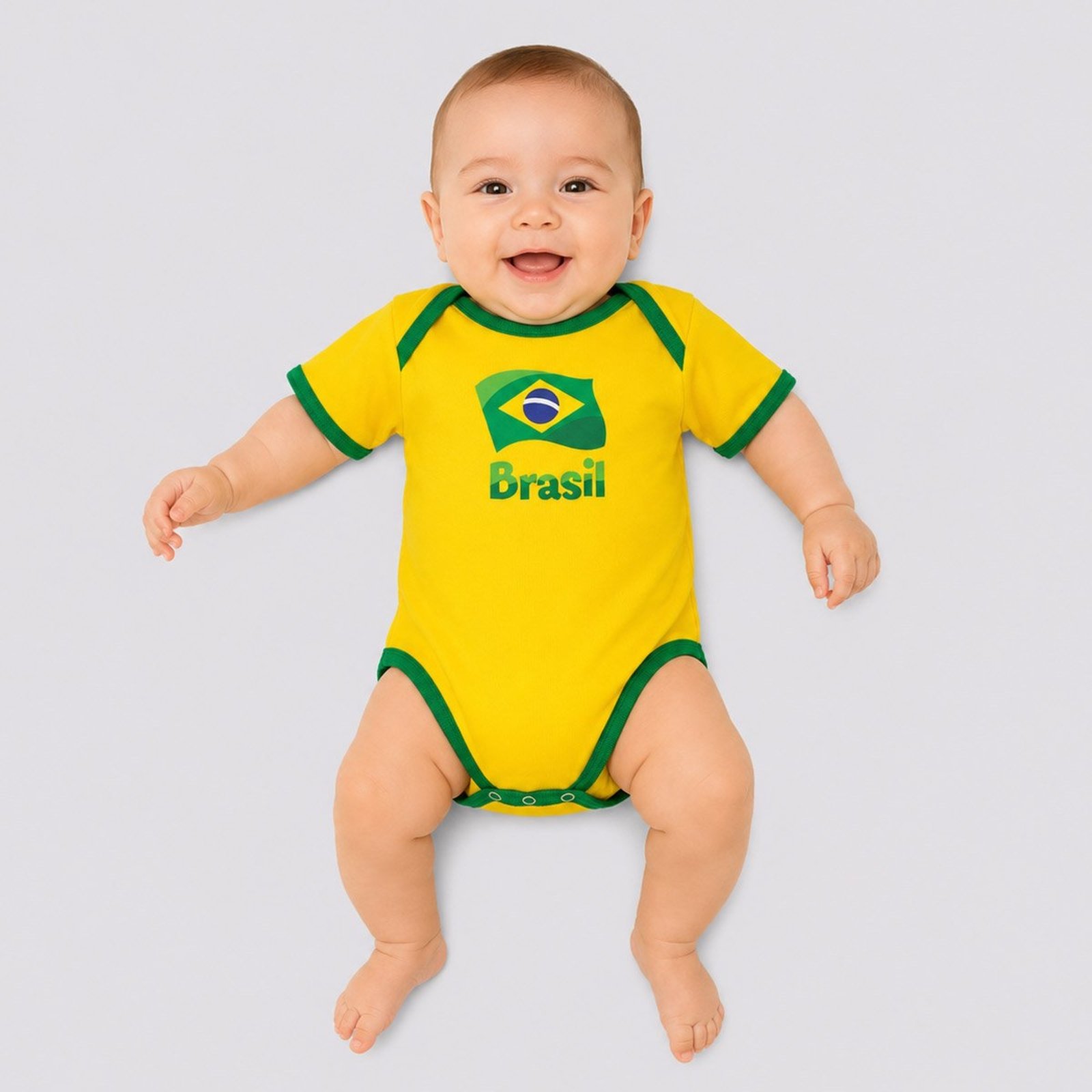 Infantil - Body Brasil Basic Amarelo e Verde