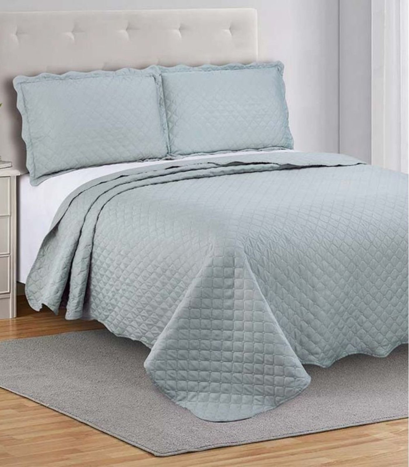 Colcha Grid Solteiro Camesa Cinza