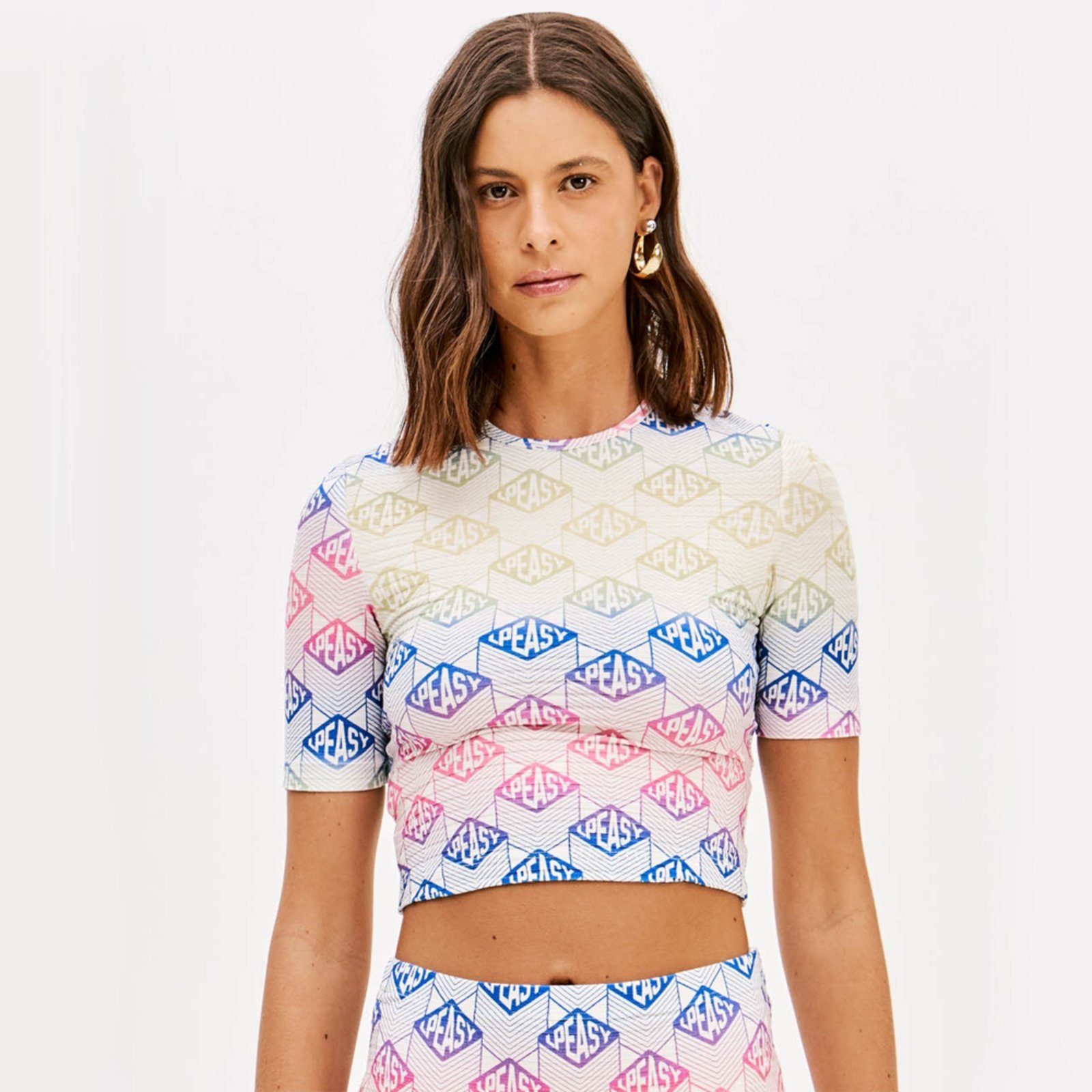 Vista 2 Blusa Cropped Easy Lança Perfume Sleeved Pr26 Feminino rosa Easy Lança perfume rosa