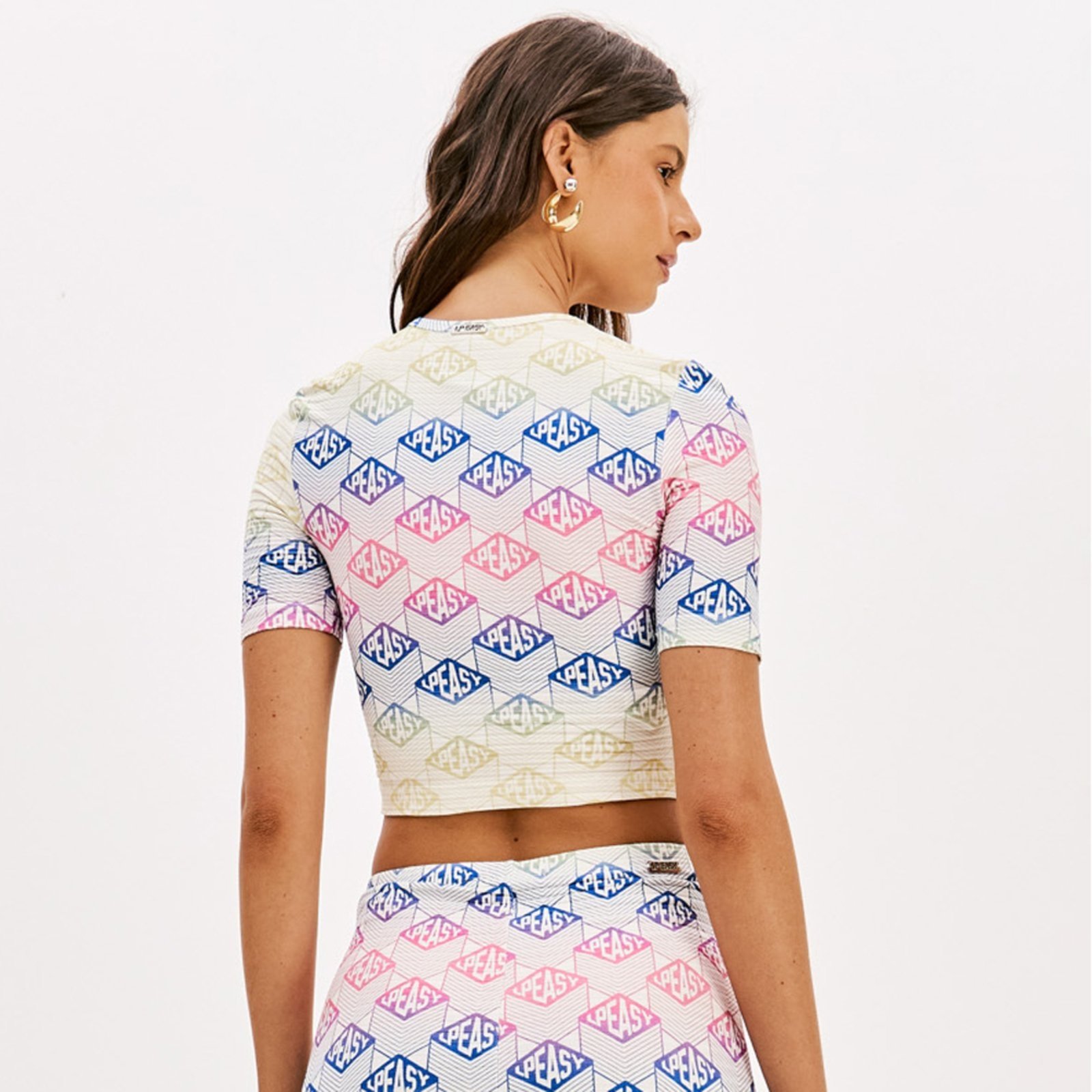 Vista 3 Blusa Cropped Easy Lança Perfume Sleeved Pr26 Feminino rosa Easy Lança perfume rosa