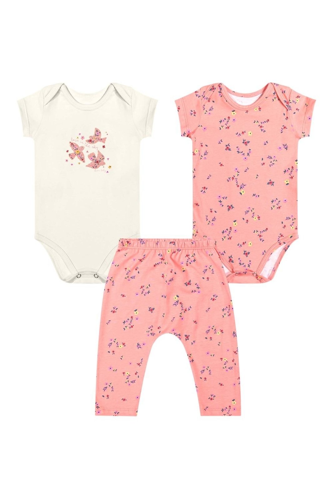 Infantil - Kit Menina Bodies e Calça Glitter Elian Bege