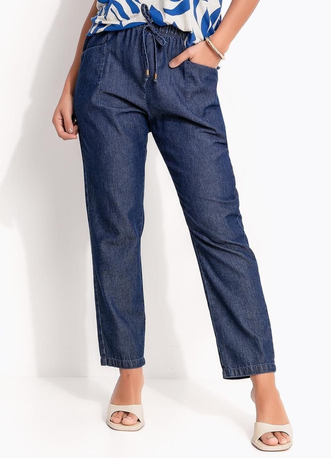 Calça Em Jeans Quintess Jeans Azul Escuro