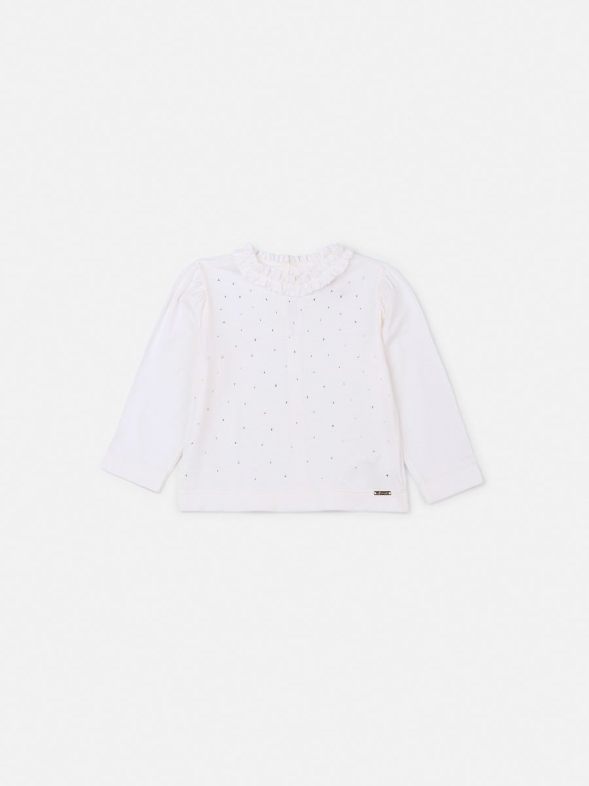 Infantil - Blusa Manga Longa Off com Pedrarias