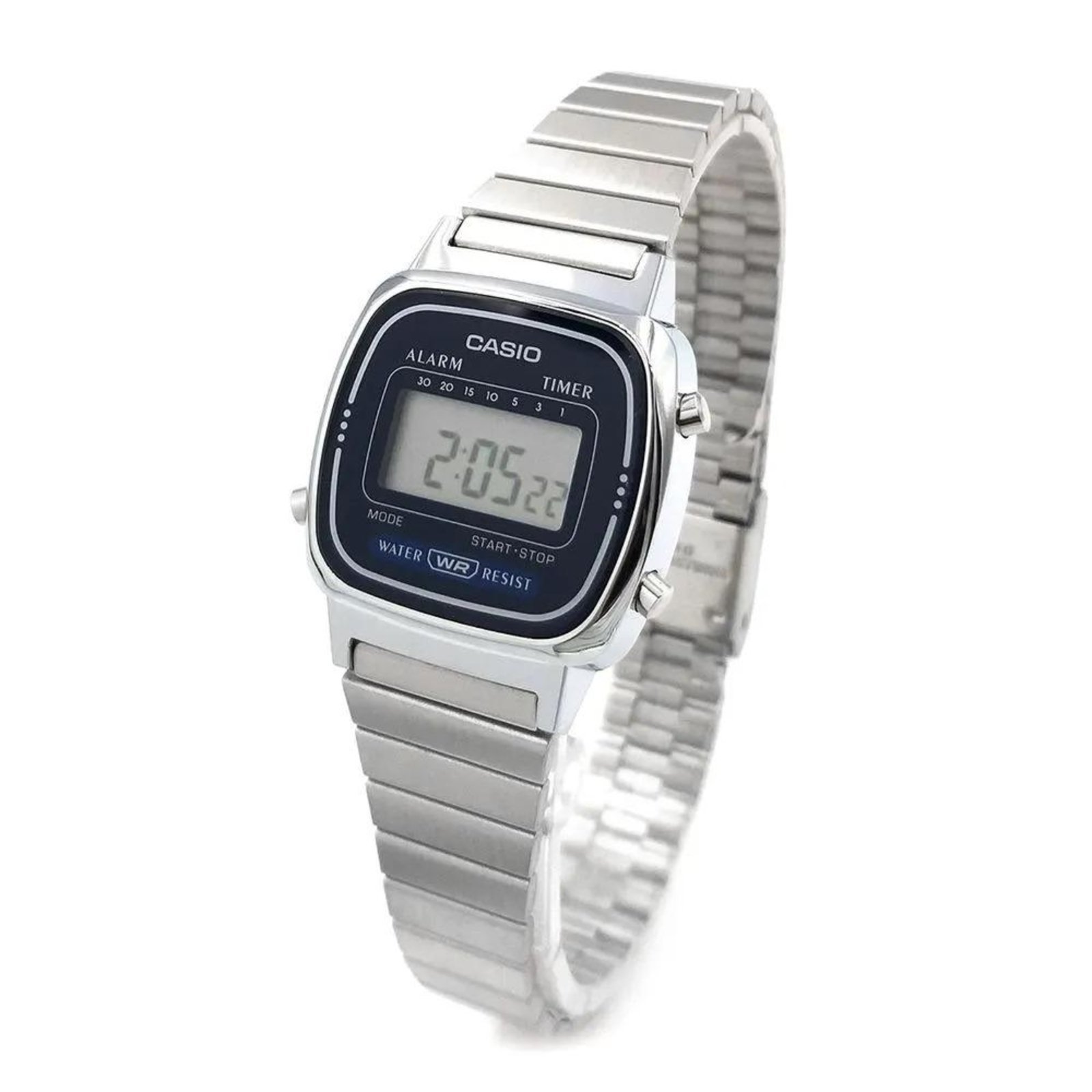 Vista 3 Relógio Casio Vintage LA670WA-2DF-SC Prata/Azul cinza azul Casio cinza azul
