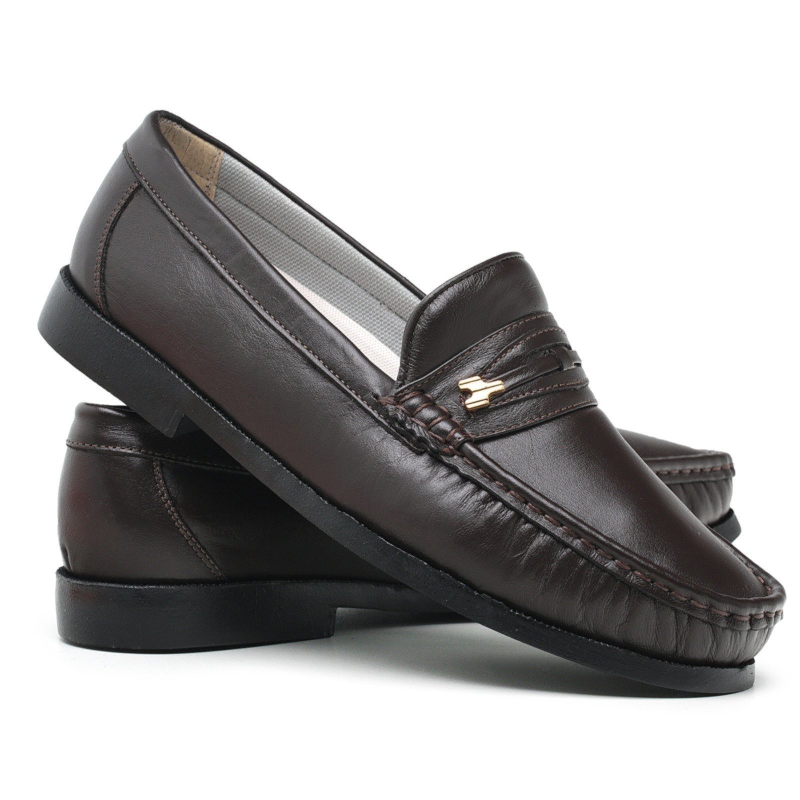 Sapato Mocassim Masculino De Couro Médico Enfermeiro Macio Leve Schiareli 1018 Marrom