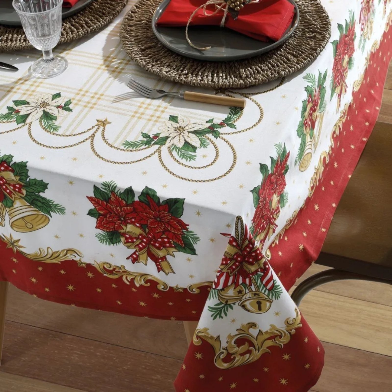 Vista 3 Toalha Mesa 4 Lugares Dohler Impermeavel Natal 107 branco/vermelho Dohler branco/vermelho