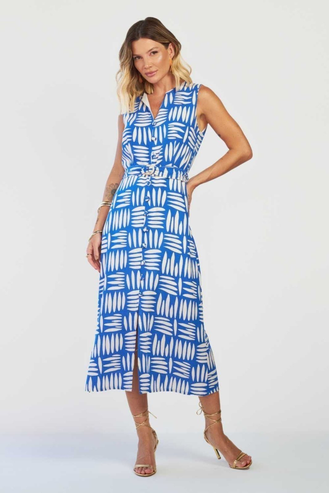 Vestido Vanibele Estampado Azul