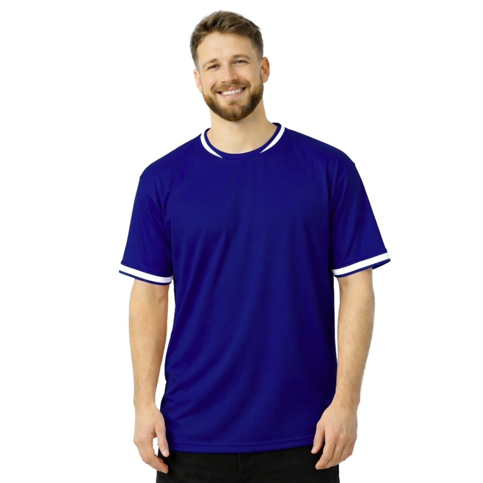 Camiseta Masculina Dry Fit Azul Royal Lisa Performance Gola Redonda para Treinos