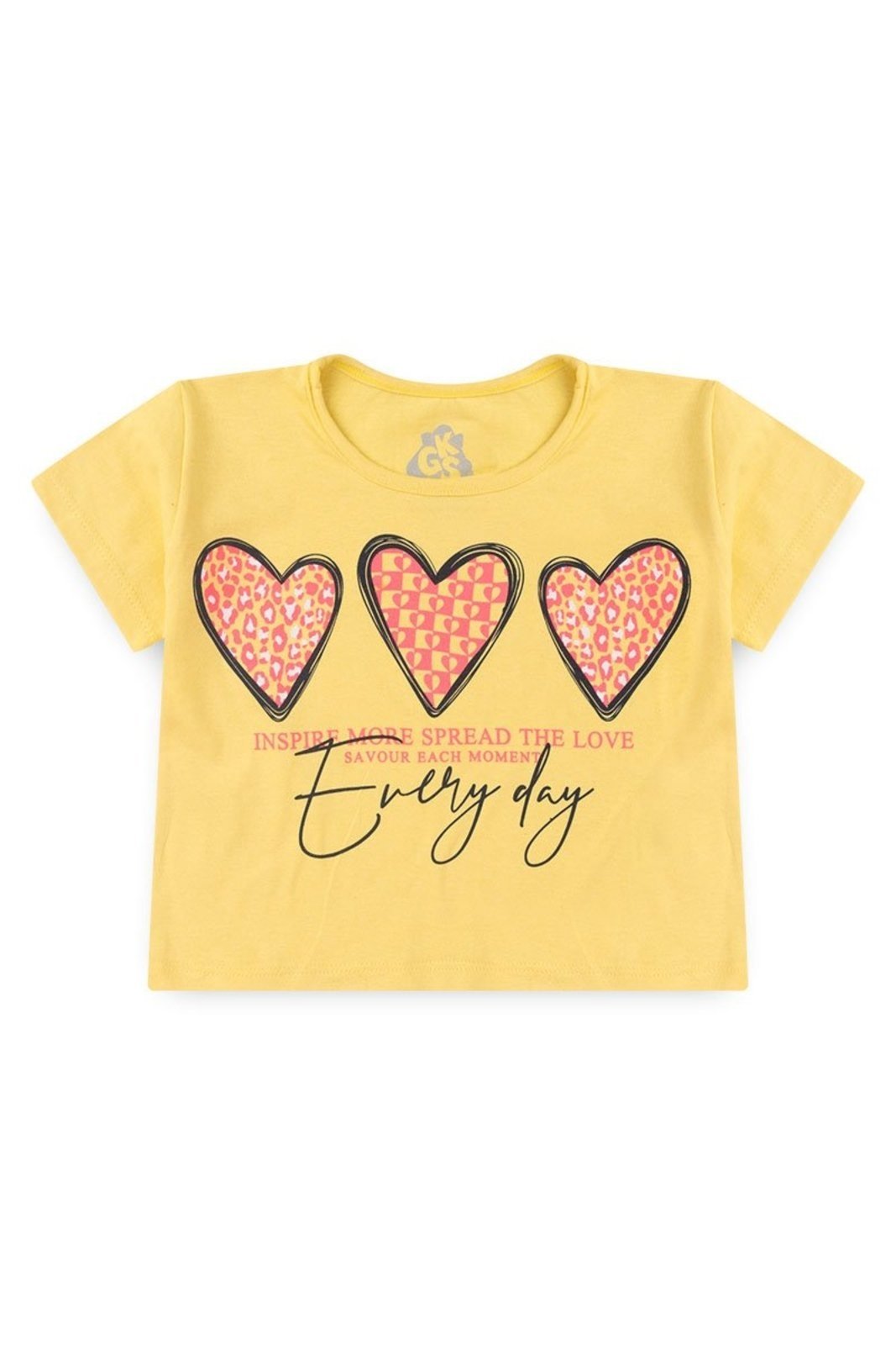 Vista 2 Infantil - Conjunto para Menina Corações Cropped e Shorts GKS laranja GKS laranja