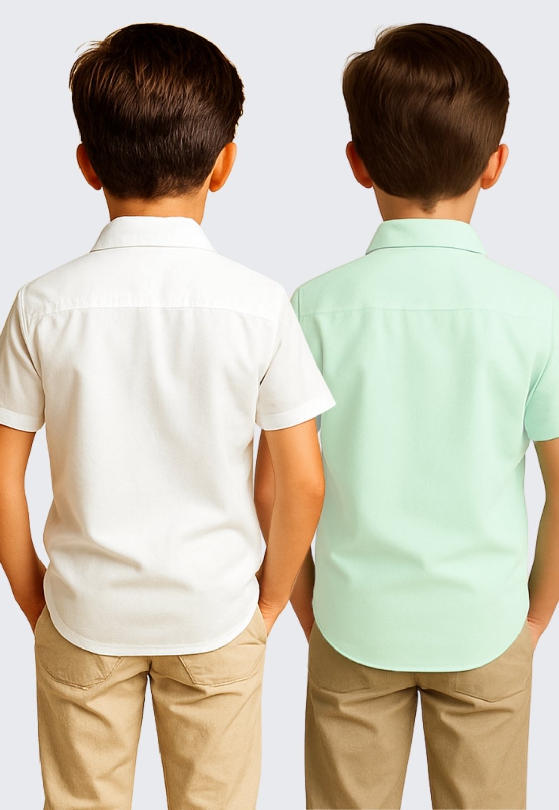 Vista 3 Infantil - Kit 2 Camisa Social Masculina Manga Curta Daze Modas e Verde azul/verde azul Daze Modas azul/verde azul