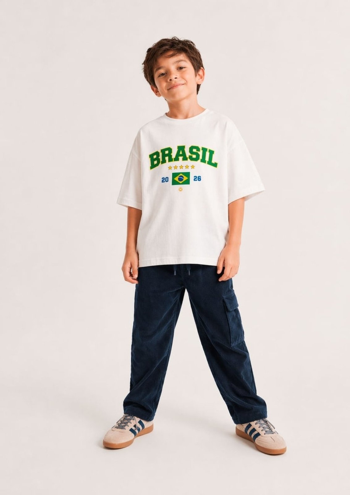 Infantil - Camiseta Menina Estampada Drop Brasil Hering