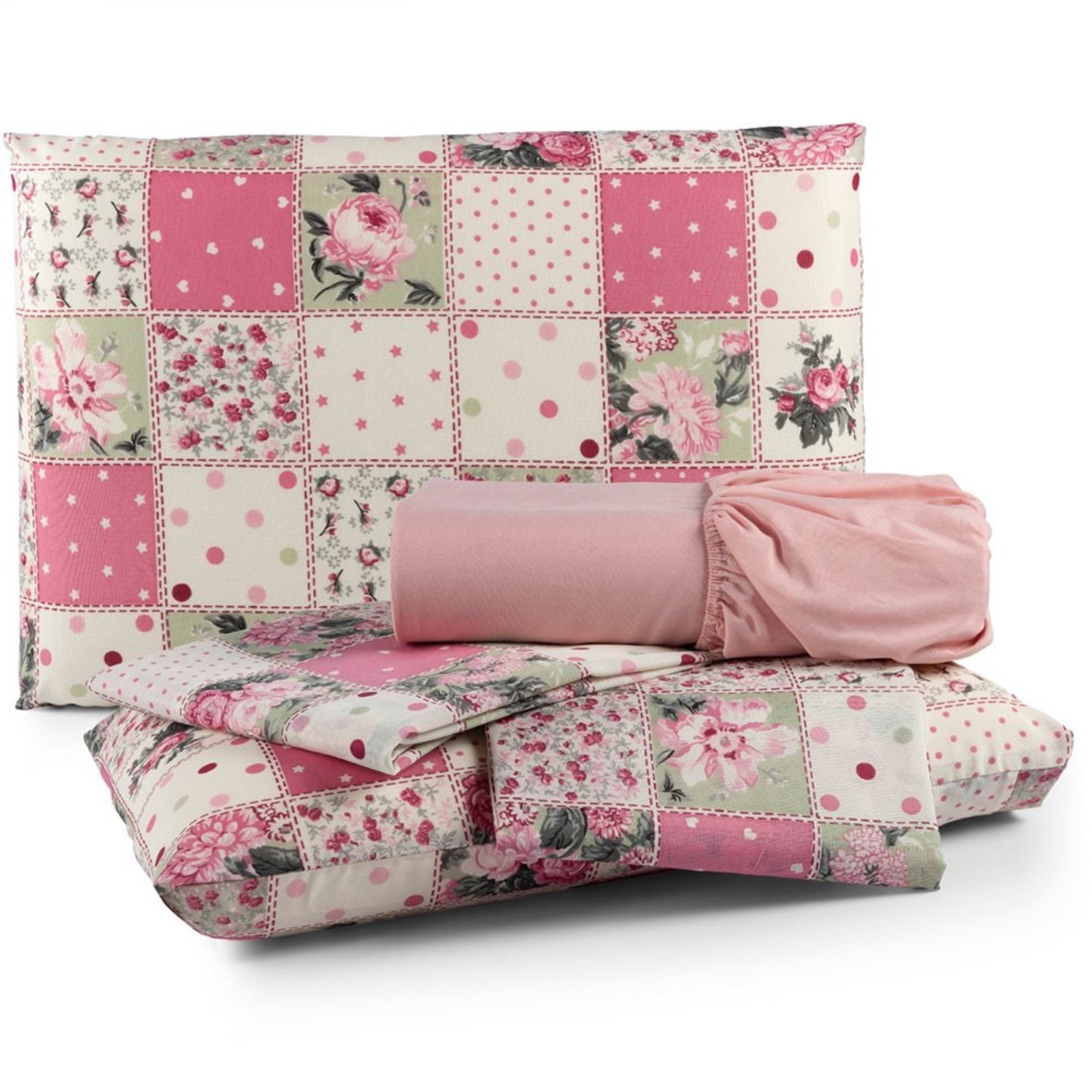 Jogo de Cama Lençol Matrix Queen Percal 4 Peças - Rosa - 100% Poliéster