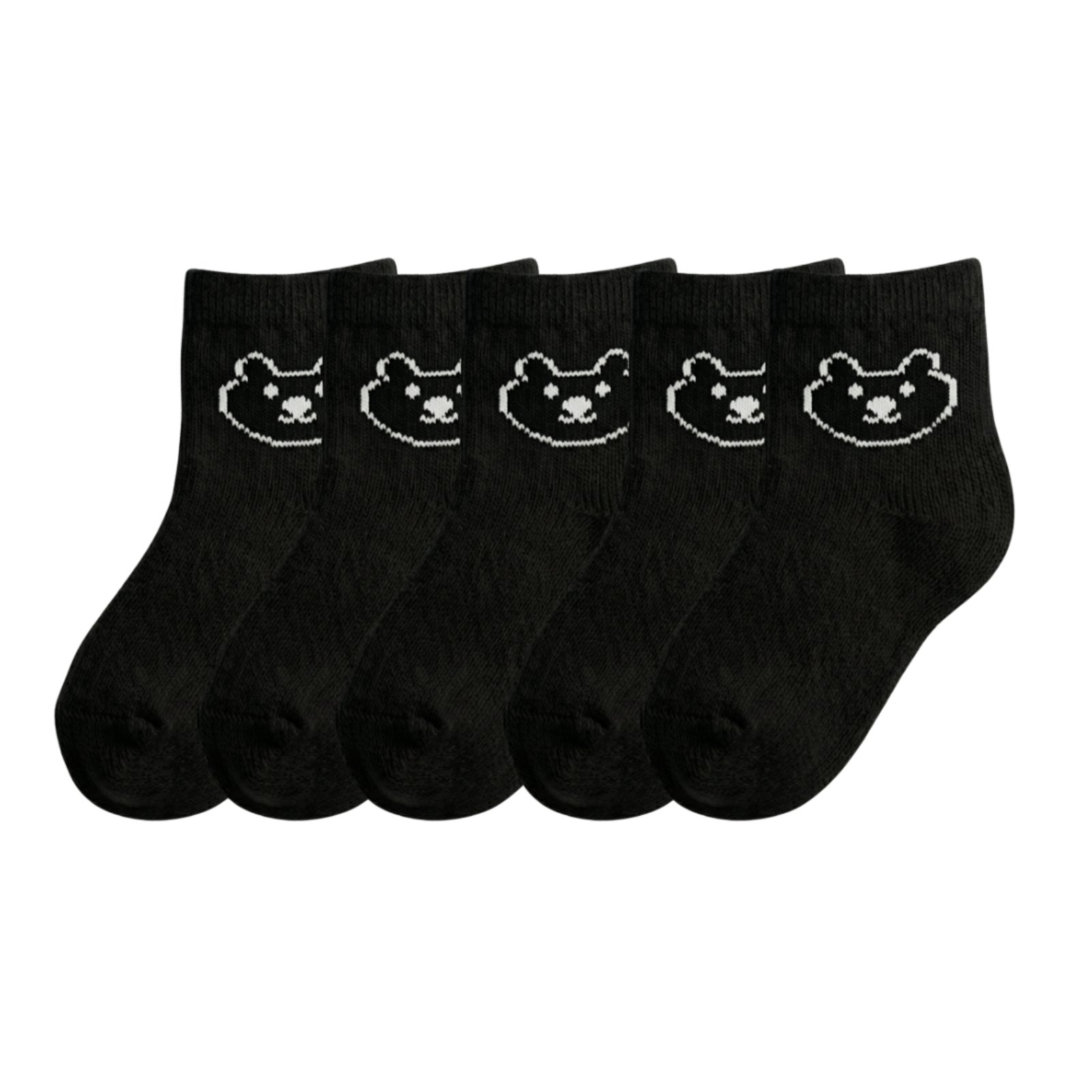 Kit 5 Pares de Meias QLC Sports Algodão Cano Médio Preto