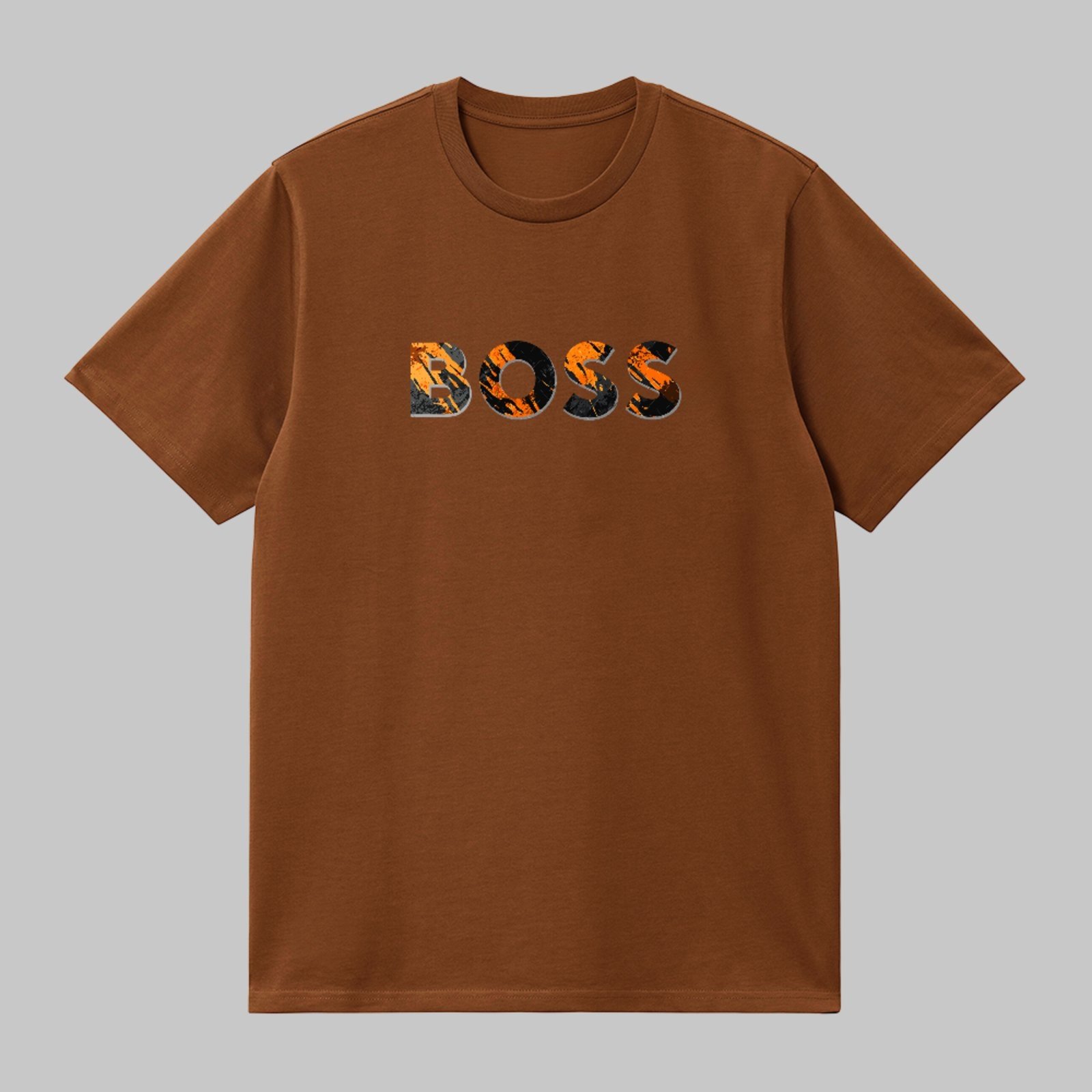 Camiseta Básica Estilo Boss Textura Urbana Estilo Premium Confortável Marrom