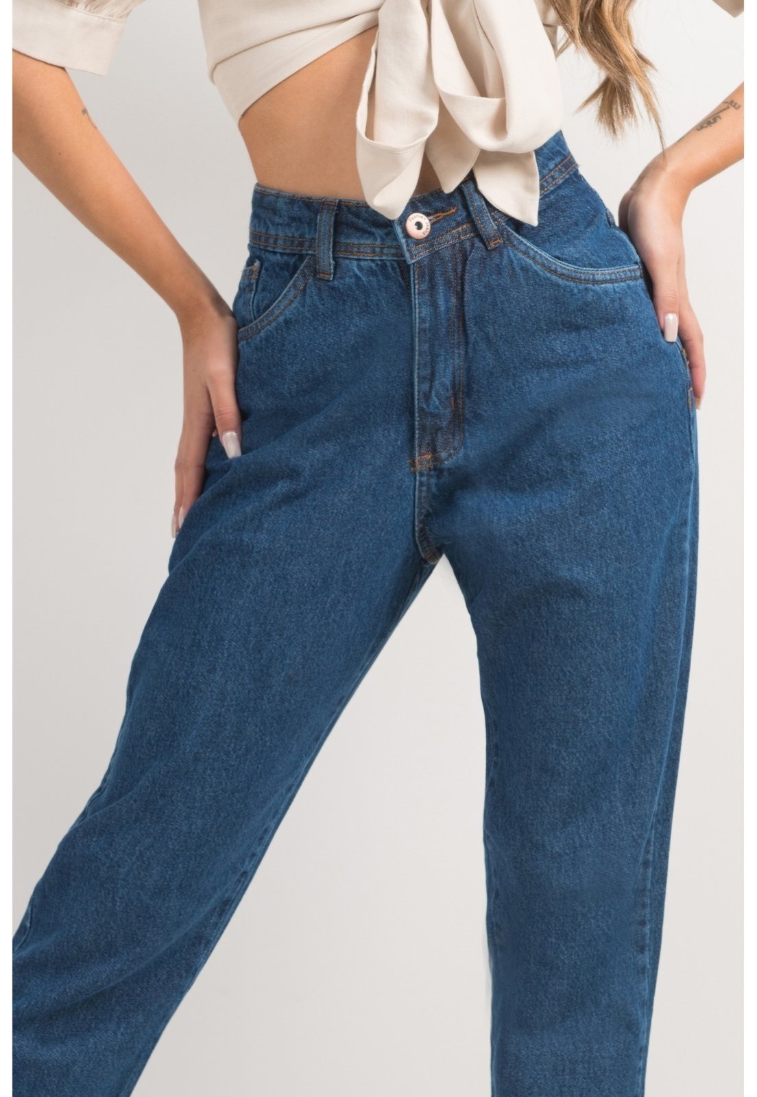 Calça Jeans Mom Base Life Cintura Alta