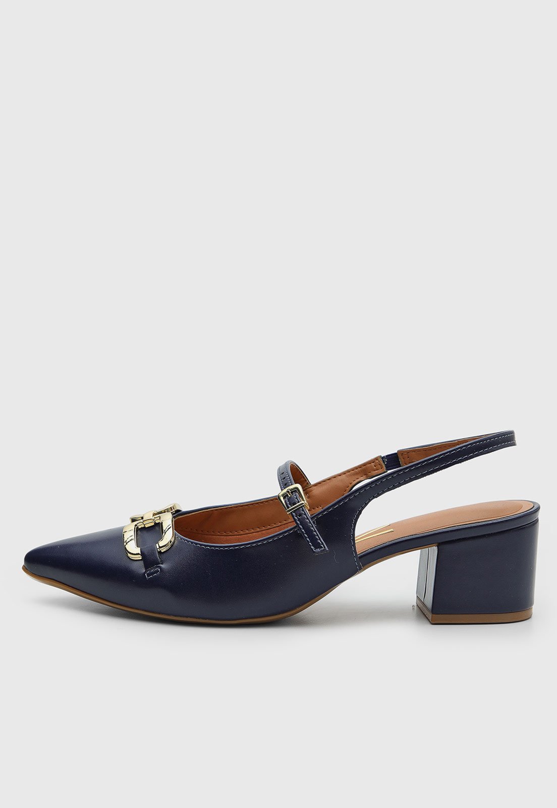 Scarpin Feminino Vizzano Salto Bloco Baixo Azul Marinho