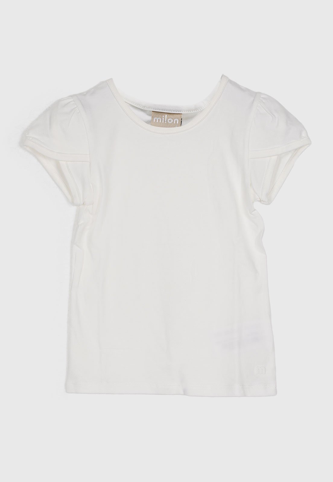 Infantil - Blusa Milon Manga Curta Decote Redondo Branca