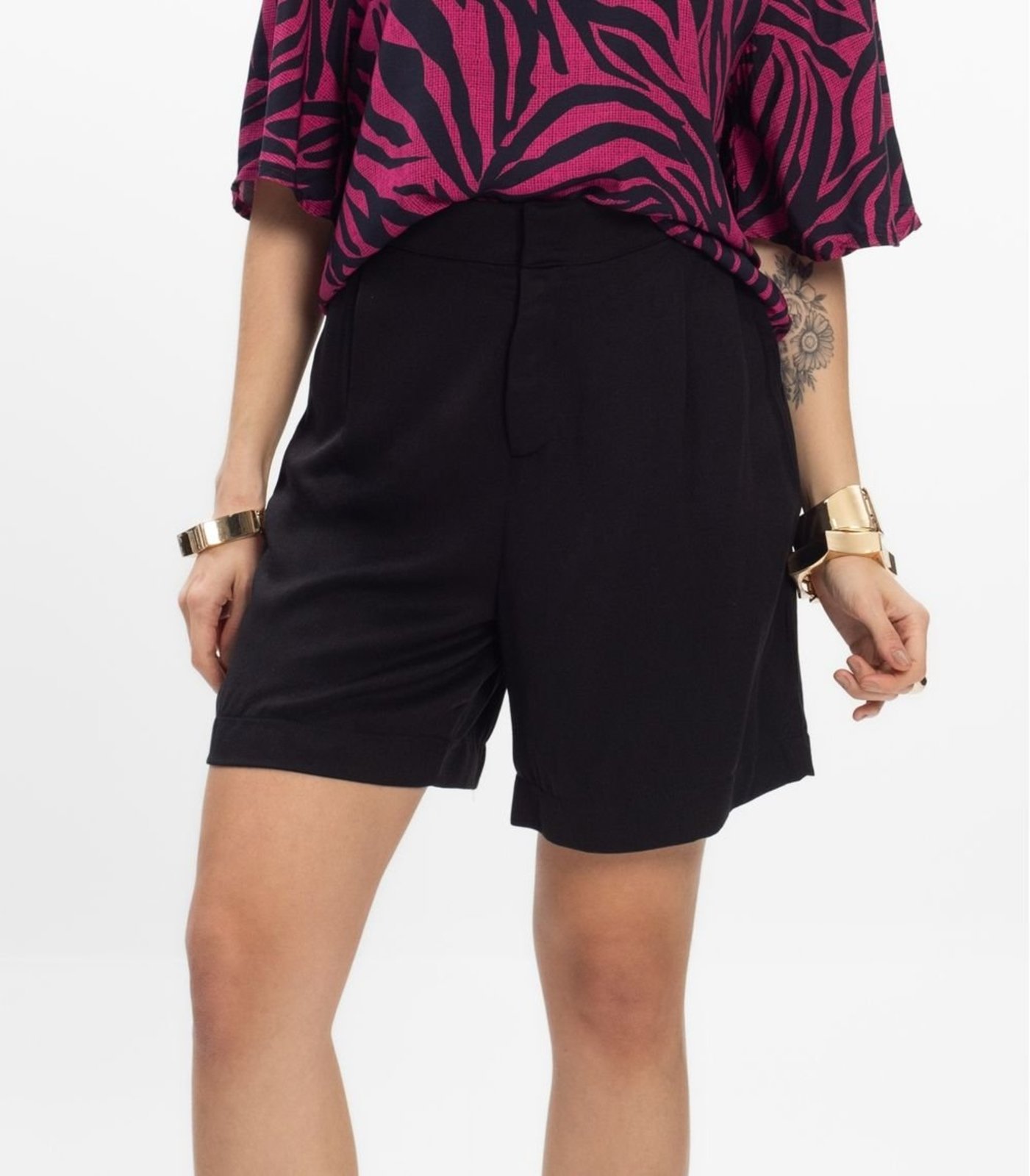 Vista 3 Bermuda Viscose Double Feminina Endless preto Endless preto