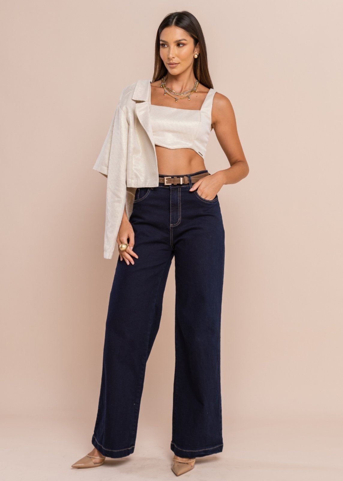 Vista 2 Sawary Fashion Top Lurex Clareza OFF WHITE off-white white Sawary Fashion off-white white