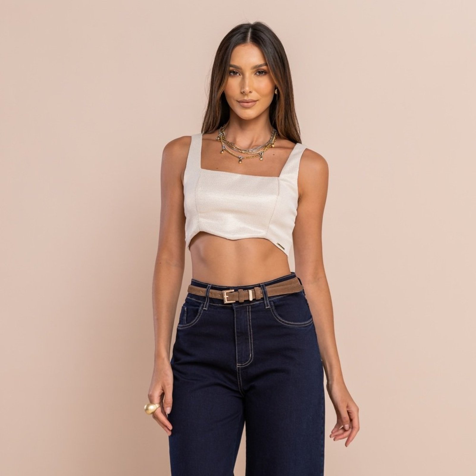 Vista 3 Sawary Fashion Top Lurex Clareza OFF WHITE off-white white Sawary Fashion off-white white