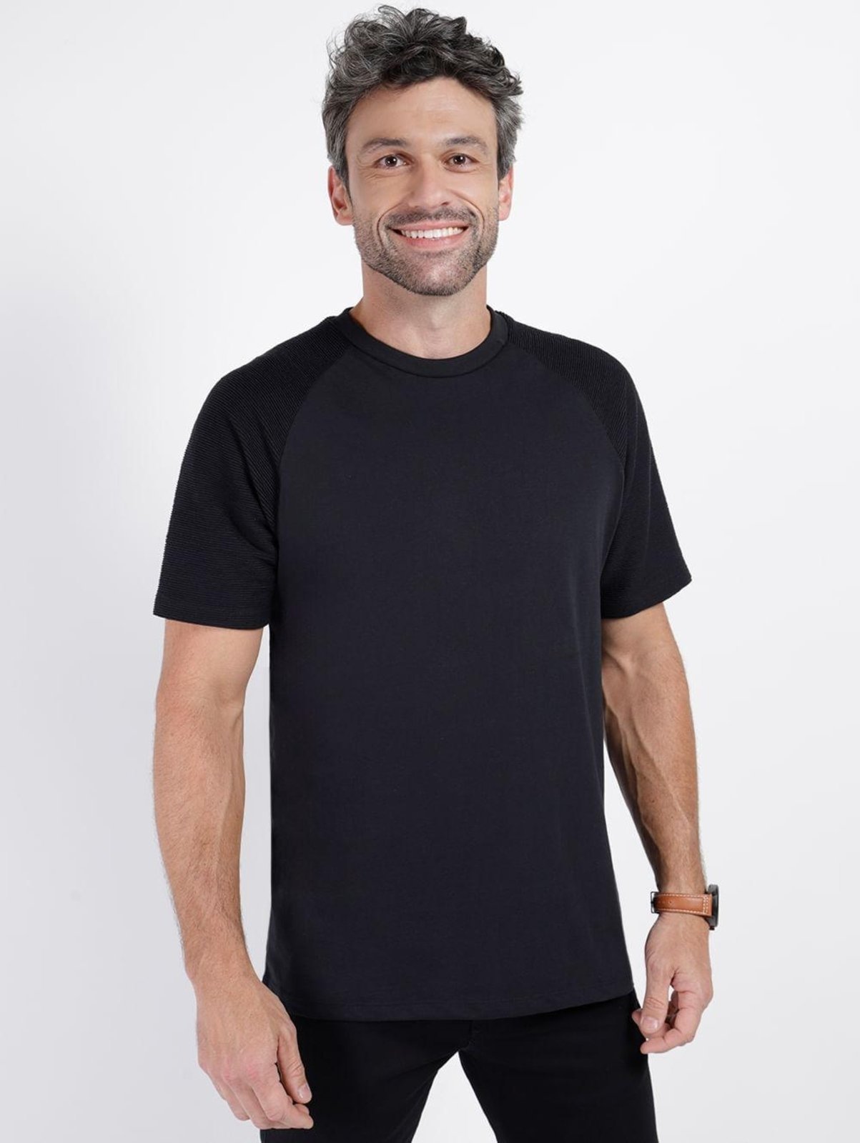 Vista 2 Camiseta Manga Curta Elétron Masculina preto Elétron preto