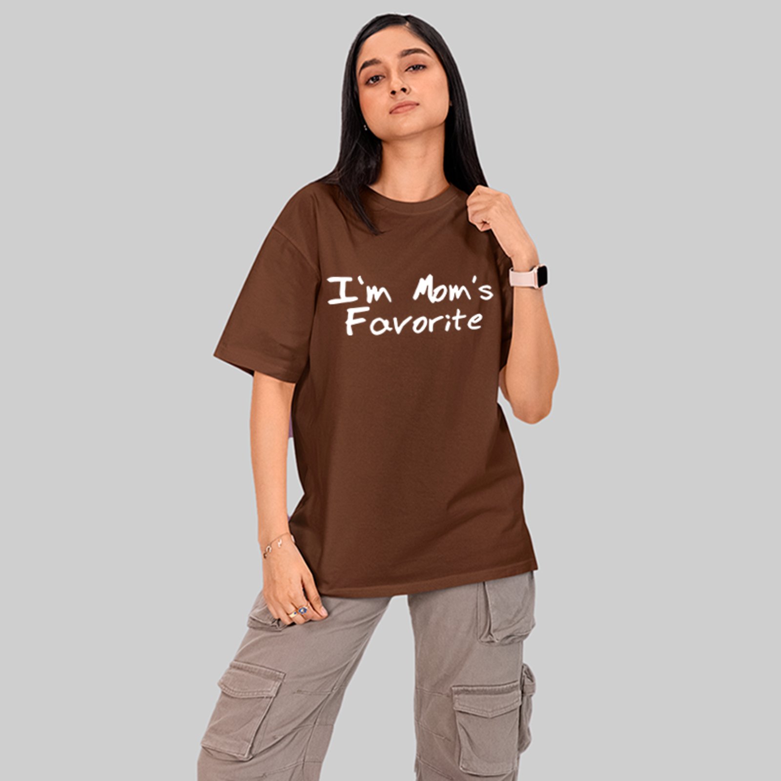 Camiseta Oversized Im Moms Favorite Funny Unissex Marrom