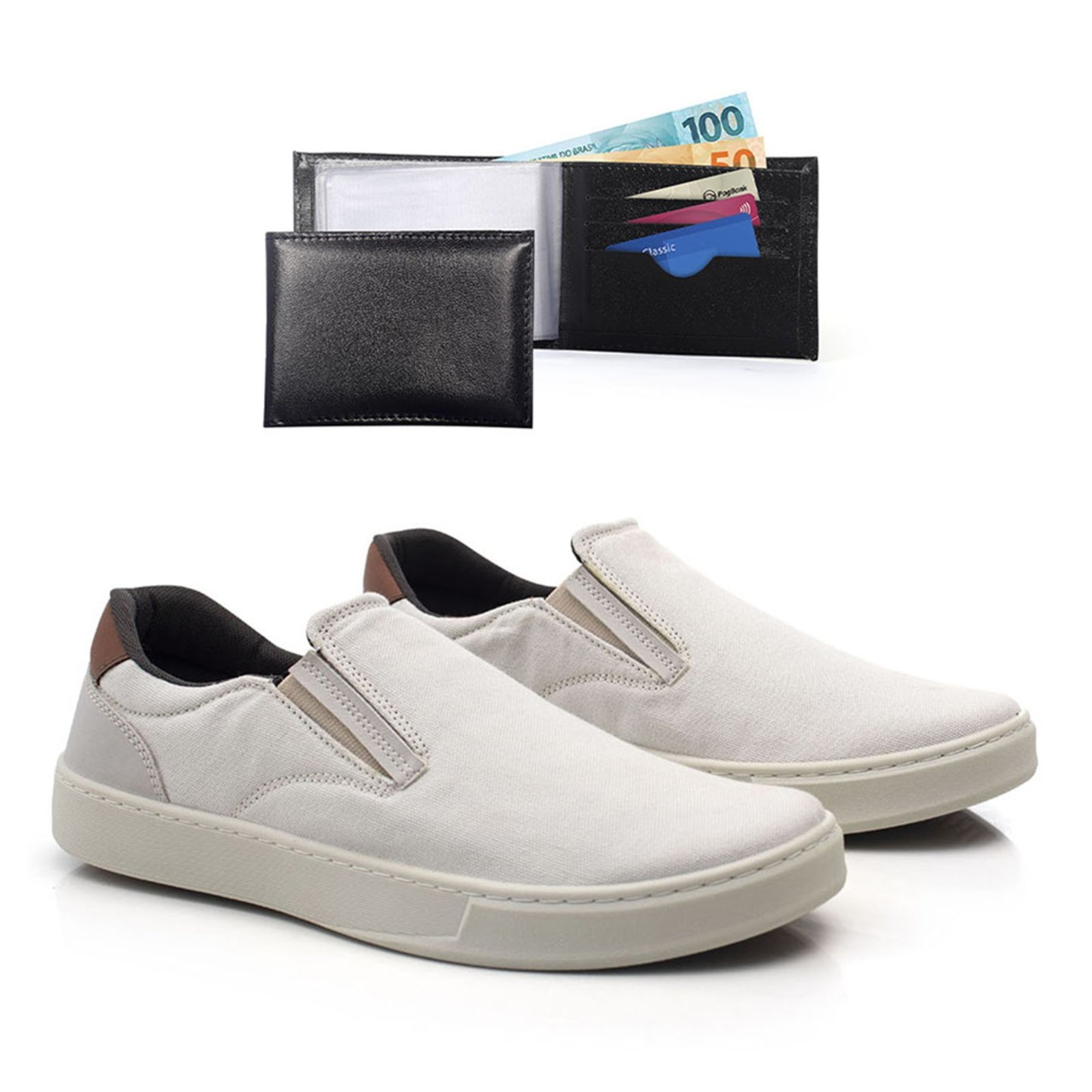 Tenis Iate Casual Masculino Com Carteira Confortavel Bredeni Sapatenis Dia A Dia Slip On Bege