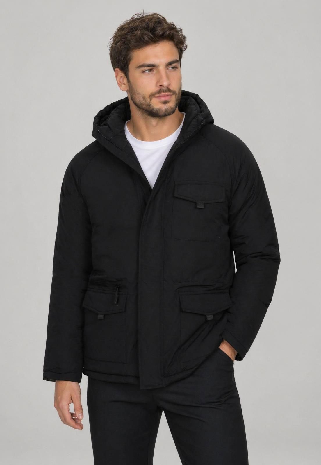 Jaqueta Masculina Hang Loose Capuz Preta