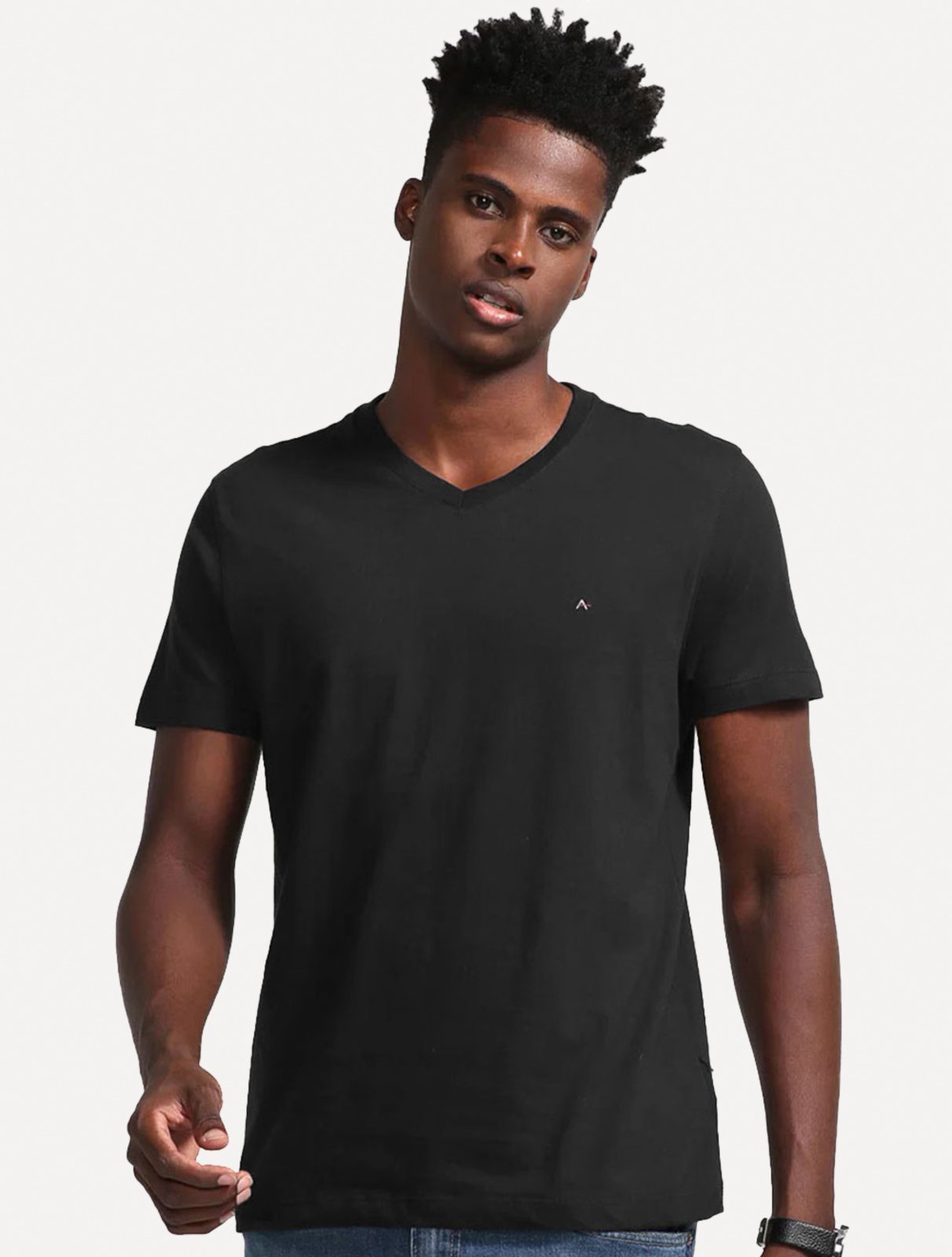 Vista 2 Camiseta Aramis Masculina Basic V-Neck Preta preto Aramis preto