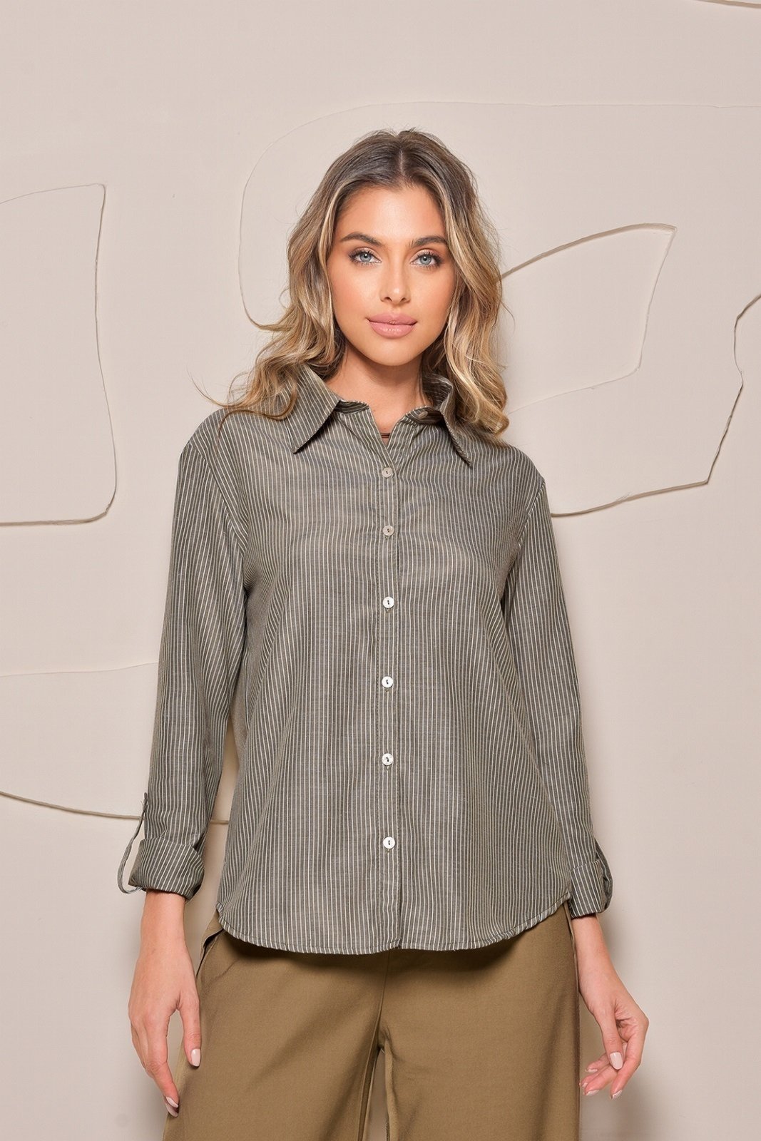 Camisa Listrado Crorela Verde Musgo