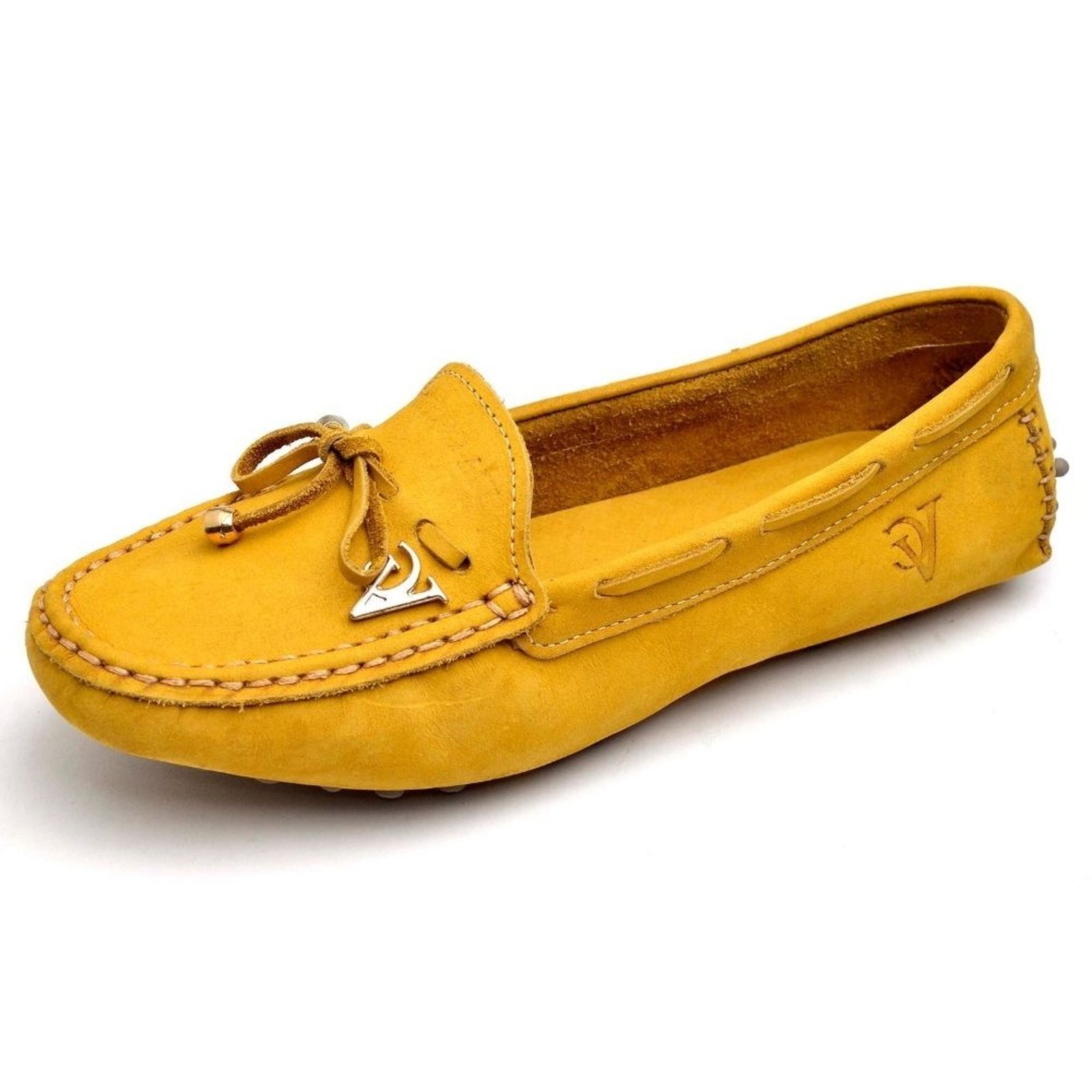 Mocassim Feminino Drive em Couro Amarelo