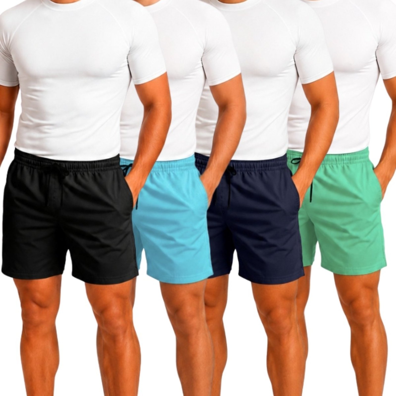 Kit 4 Short Tactel Leve Relaxado Moda Praia Liso Bermuda Masculina