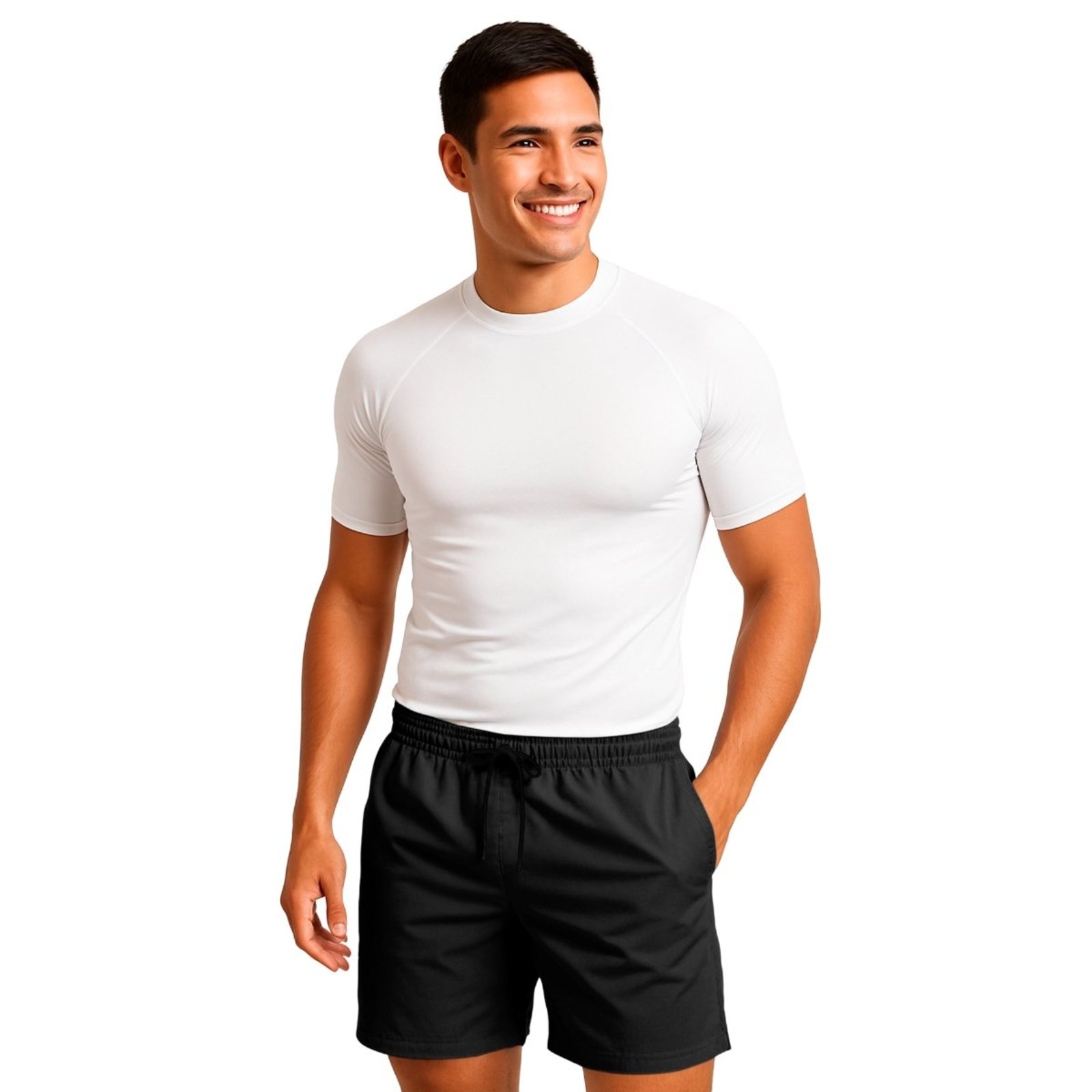 Vista 3 Kit 4 Short Tactel Leve Relaxado Moda Praia Liso Bermuda Masculina azul Relaxado azul