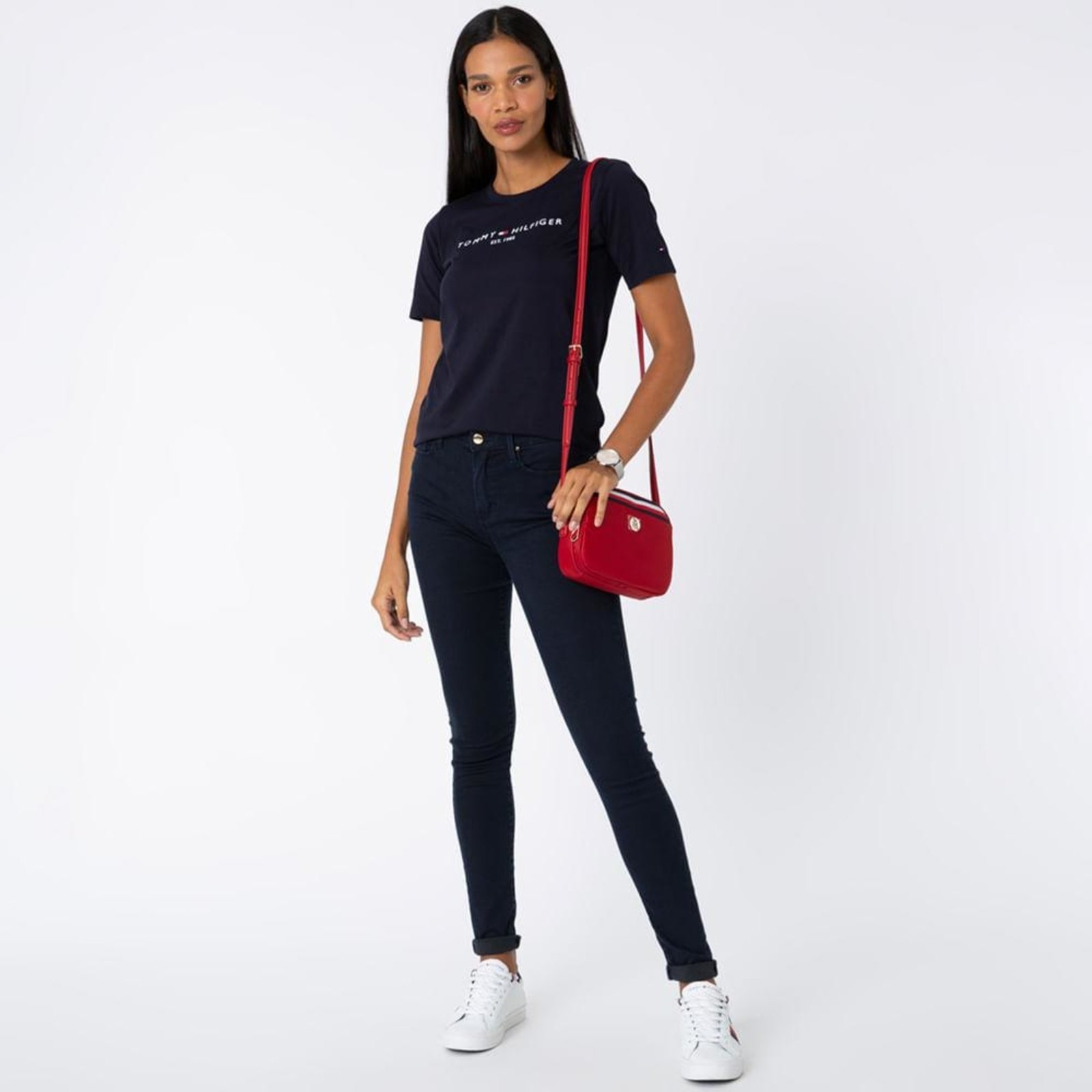 Vista 3 Camiseta Clássica Com Logo Tommy Hilfiger azul Tommy Hilfiger azul