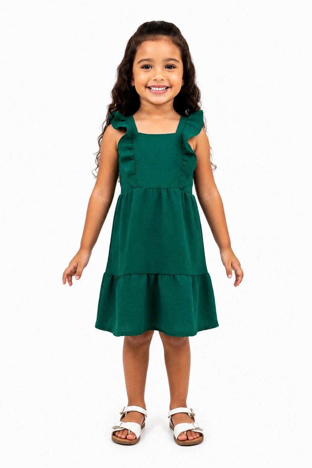 Infantil - Vestido D Bell Outlet Fashion Alça Babado Verde