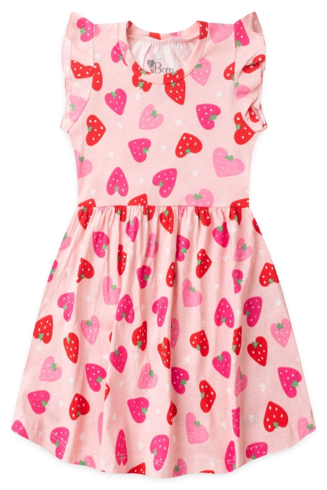 Vista 2 Infantil - Vestido Bem Vestir Feminino Manga Curta Morangos rosa BEM VESTIR rosa