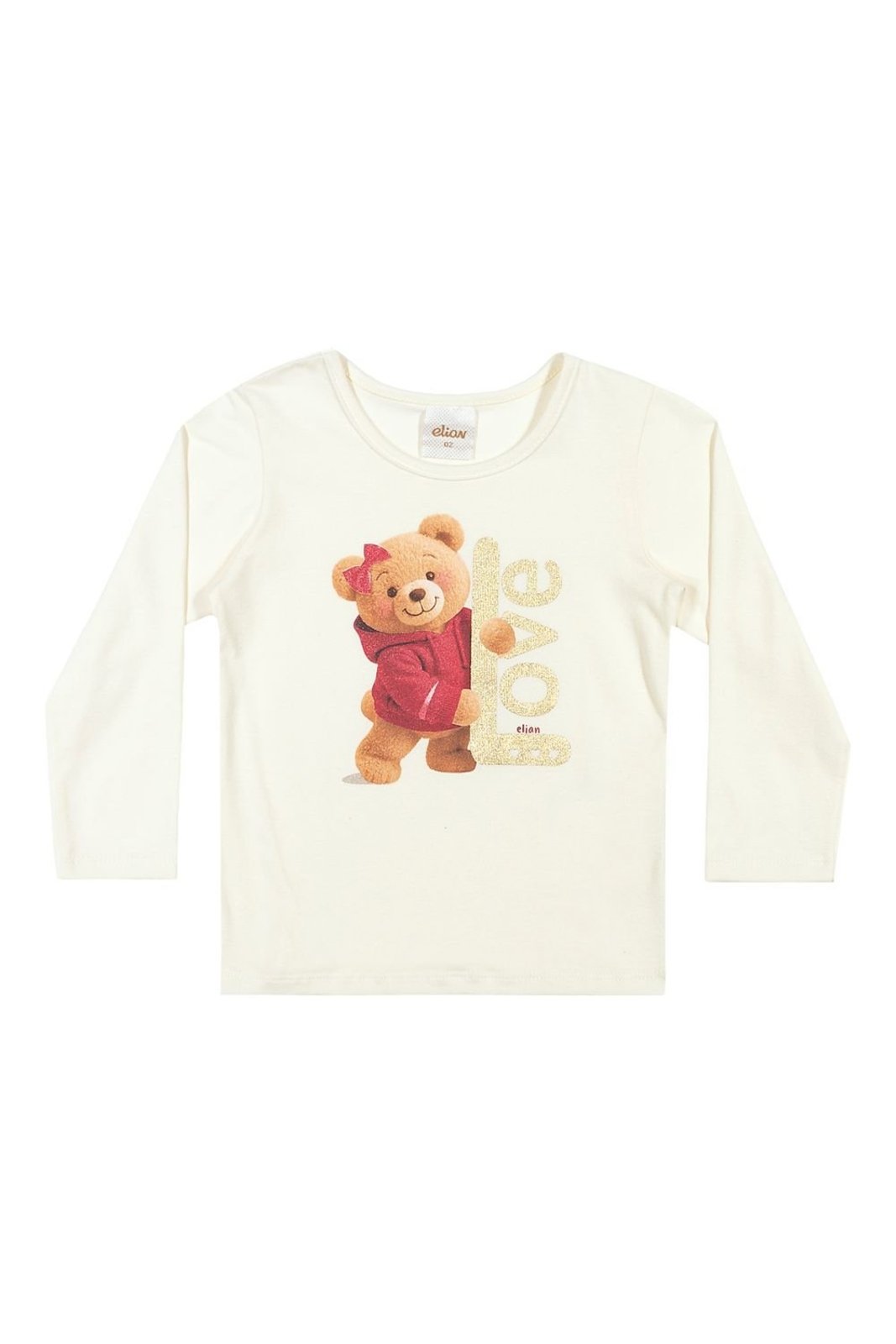 Infantil - Blusa Menina Manga Longa Ursinha Elian Bege