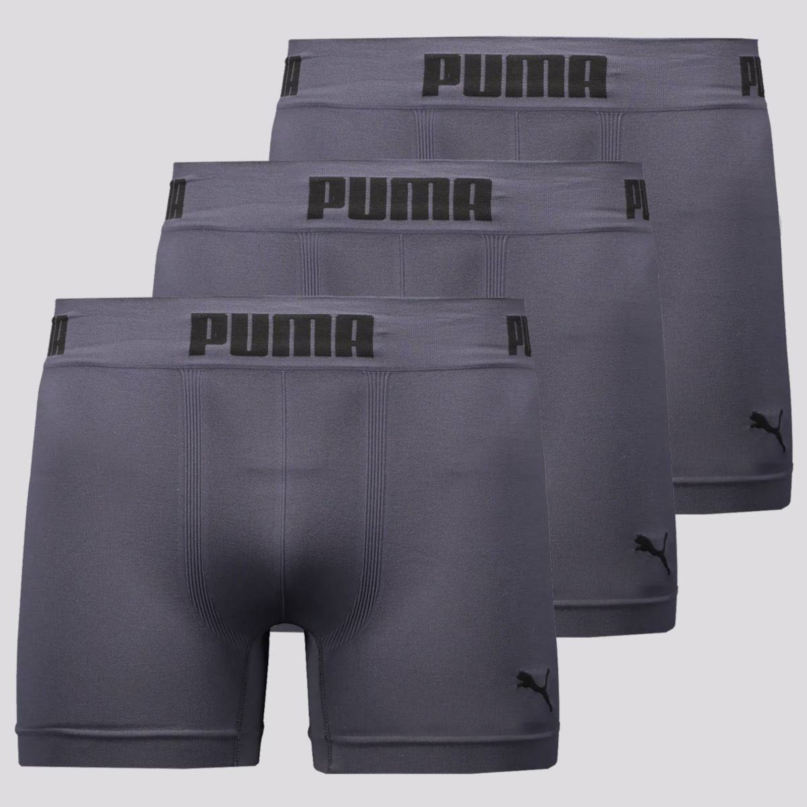 Kit 3 Cuecas Boxer Puma Anatomic Sem Costura Cinza
