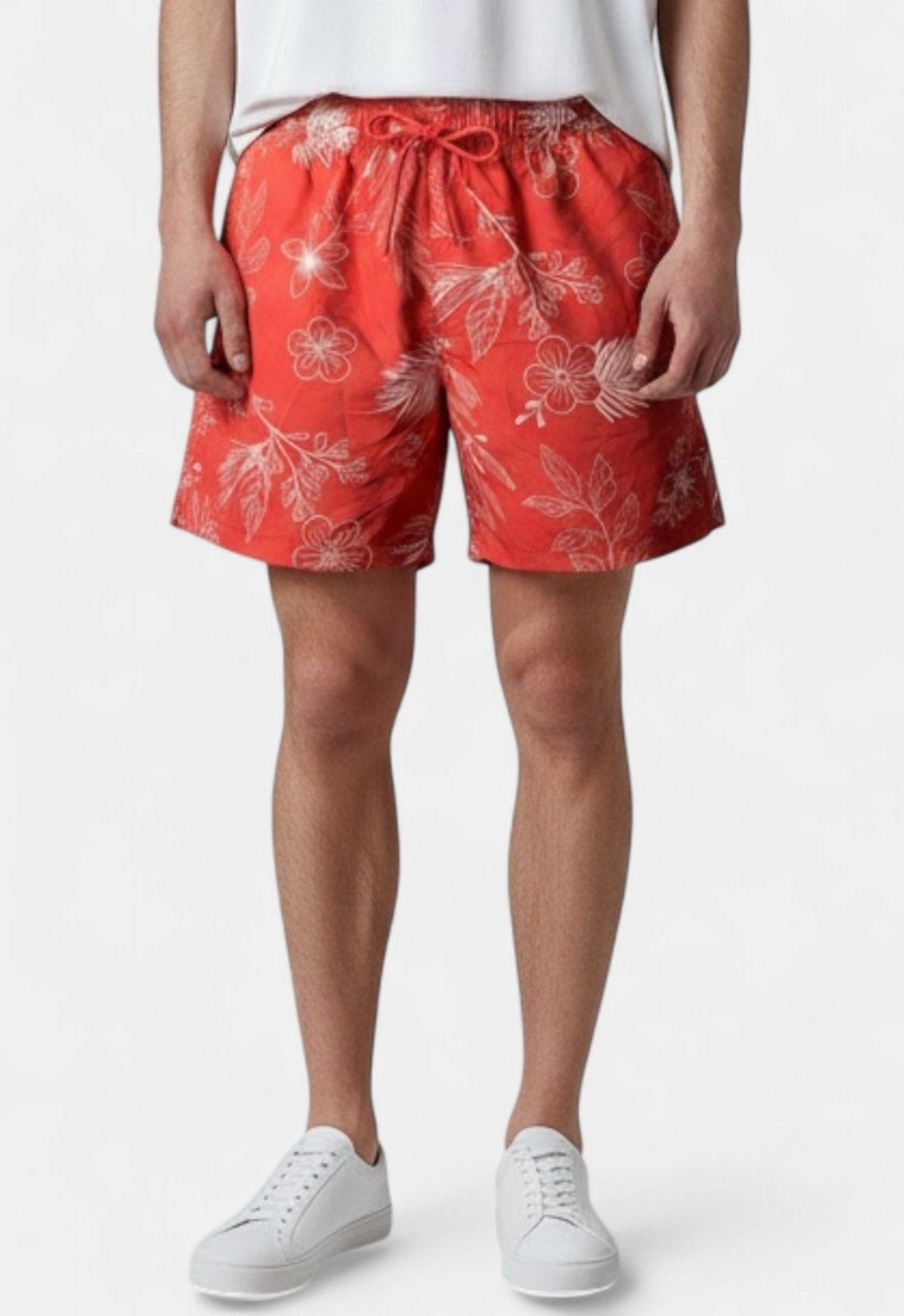 Vista 2 Shorts Areia Branca Yacht Resort Floral vermelho Areia Branca vermelho