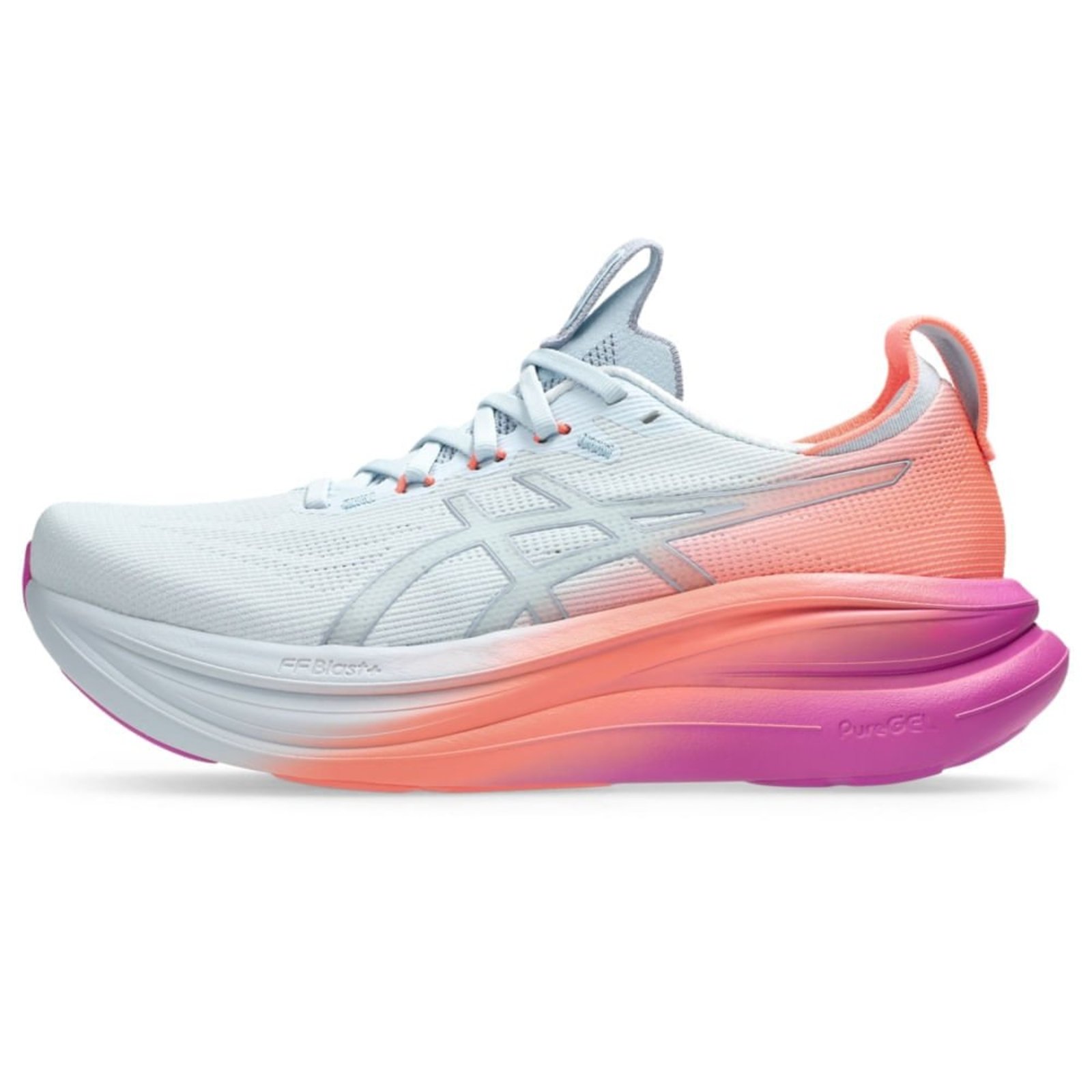Vista 2 Tênis ASICS GEL Nimbus 28 - Feminino Rosa azul ASICS azul