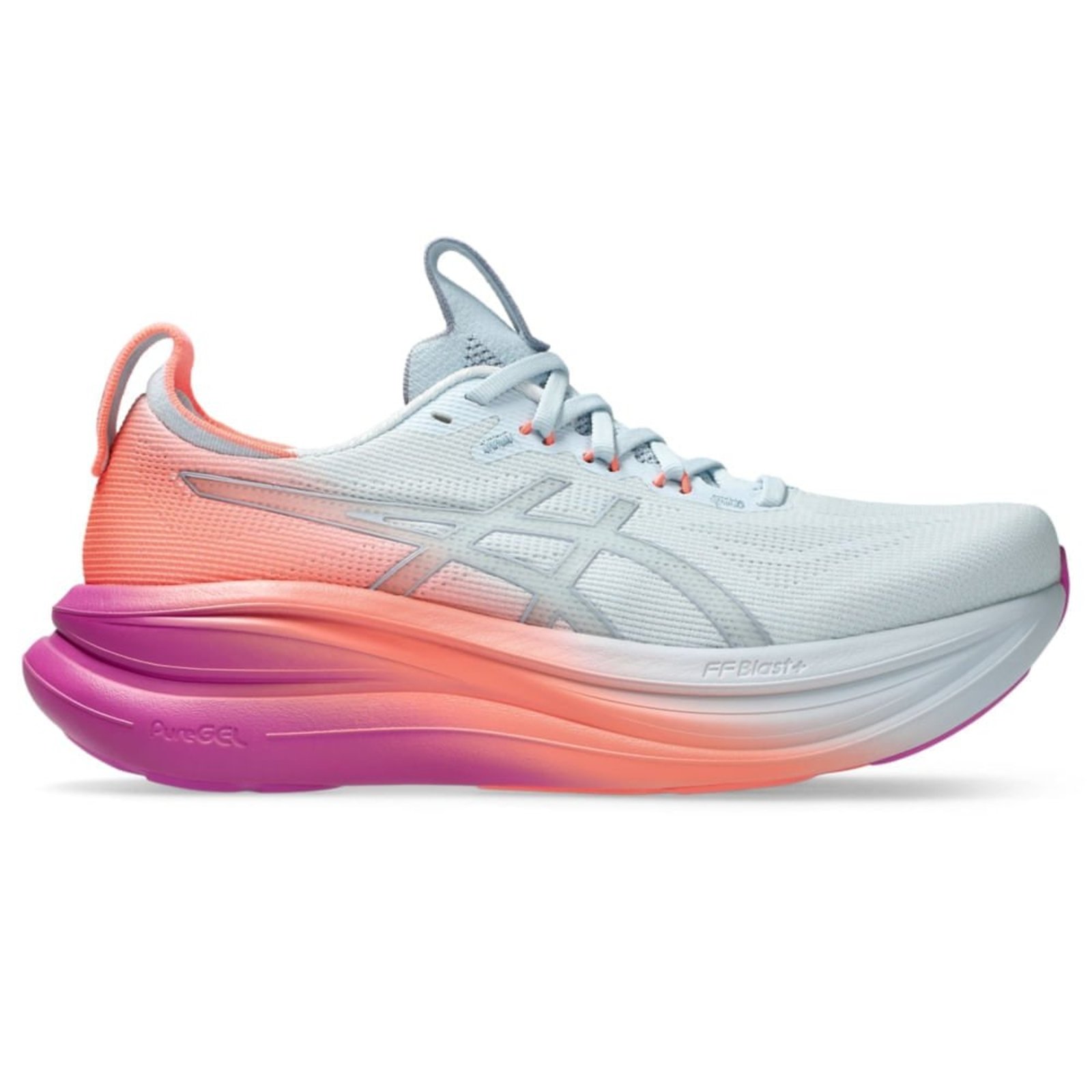 Vista 3 Tênis ASICS GEL Nimbus 28 - Feminino Rosa azul ASICS azul