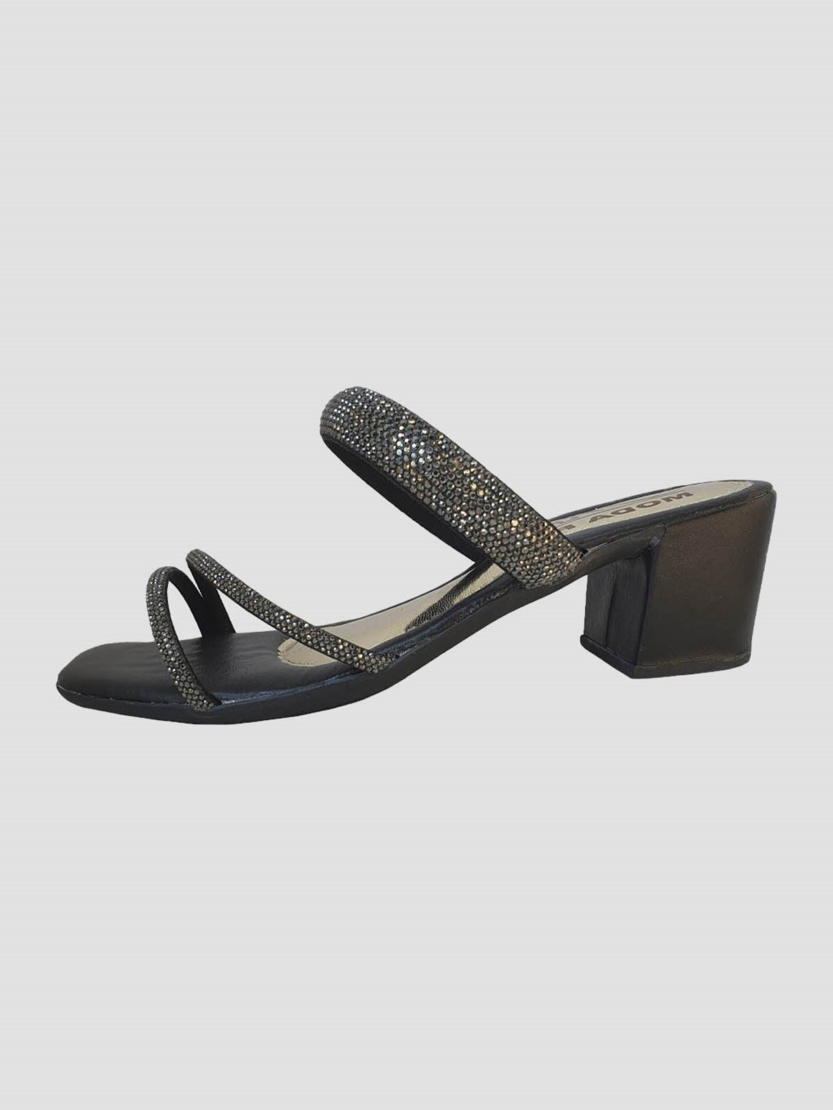 Sandália Feminina Moda Pé Tamanco Salto Grosso 5 cm Preto