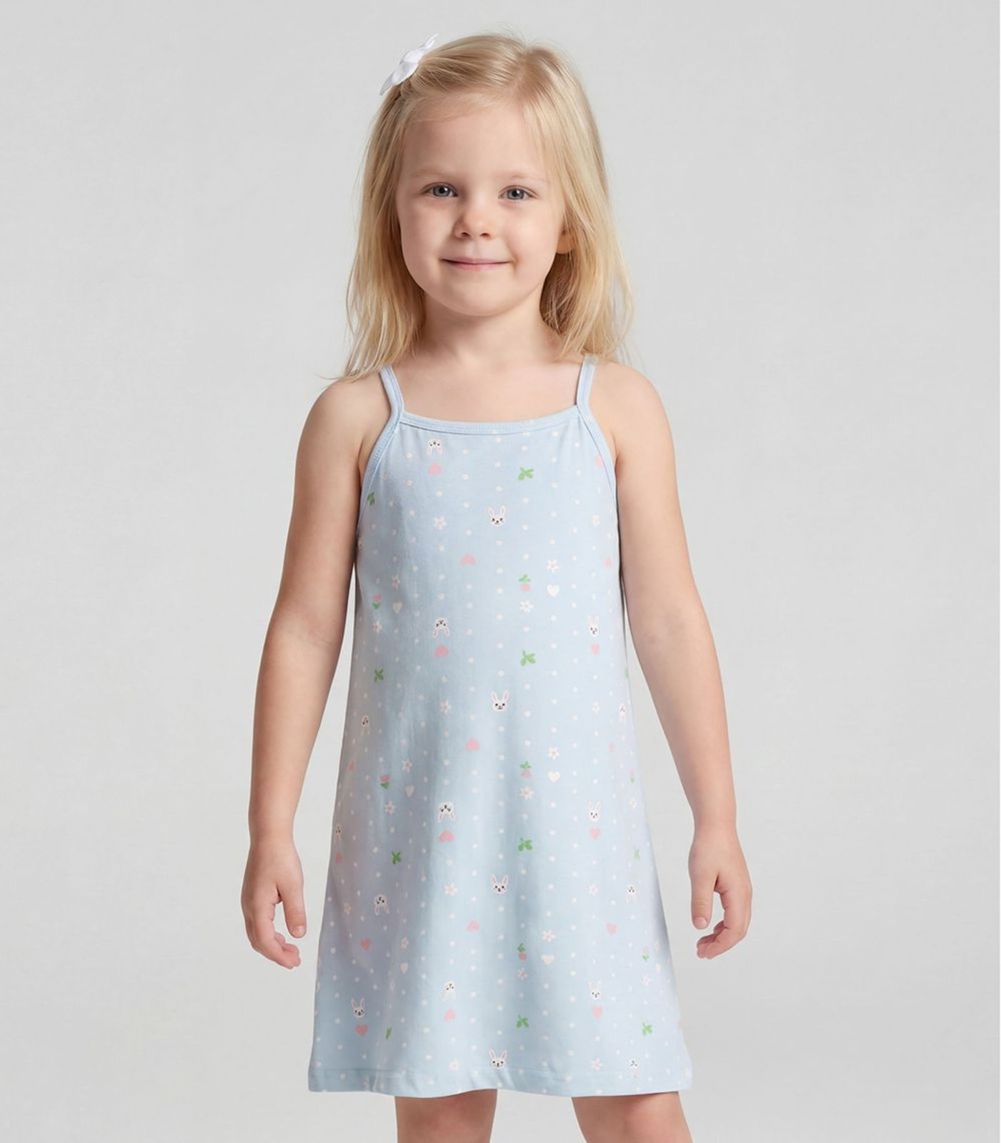 Vista 2 Infantil - Vestido em Cotton Leve Rotativo Select bege Select bege