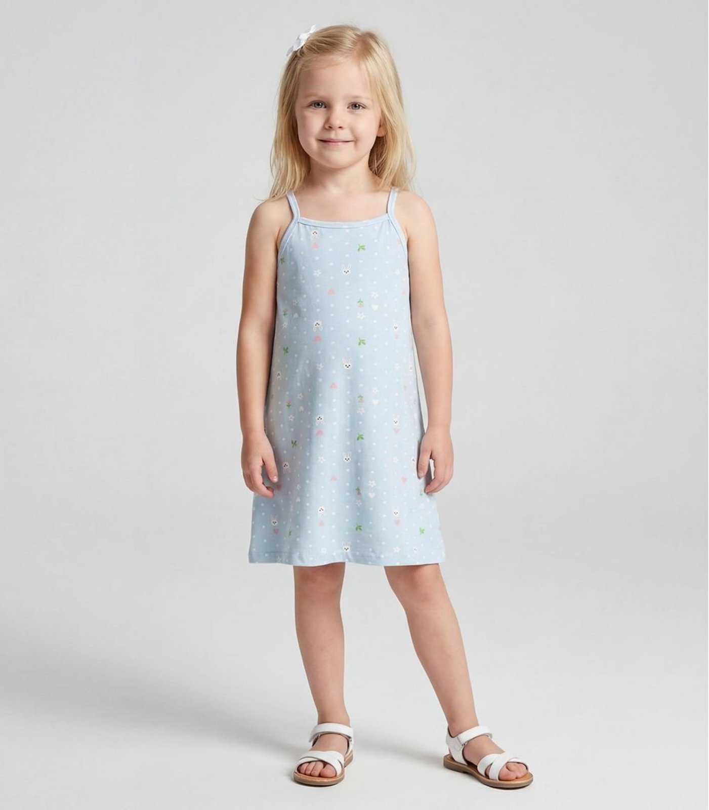 Vista 3 Infantil - Vestido em Cotton Leve Rotativo Select bege Select bege