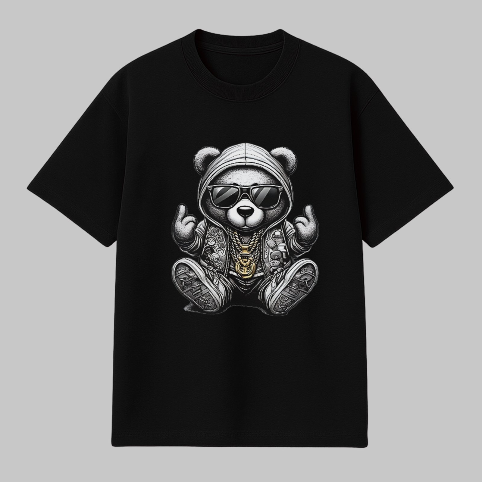 Camiseta Básica Panda Hip Hop Style Unissex Preto