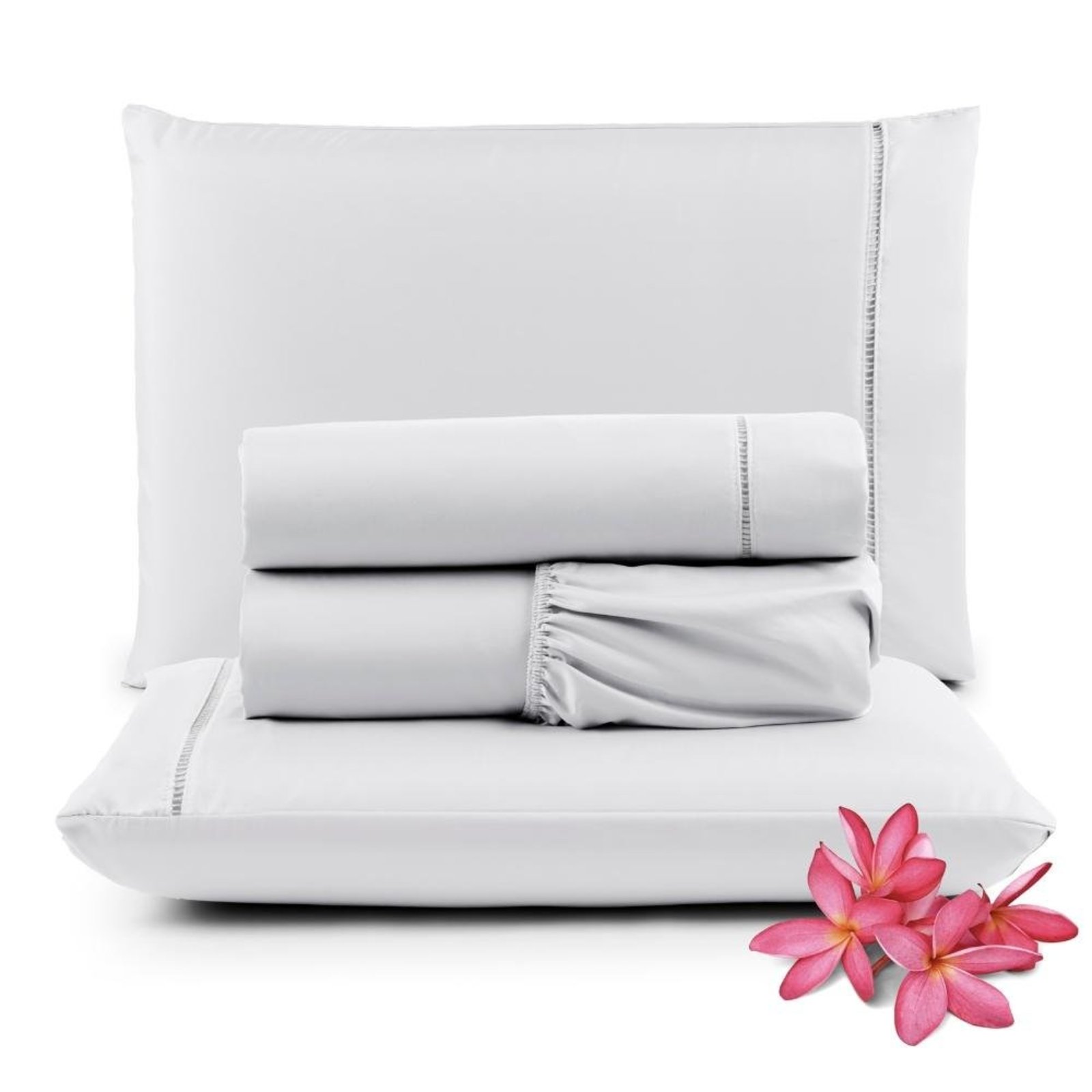 Jogo de Lençol Casal Micropercal 400 Fios Toque de Algodão 3 peças - Branco - Casa Modelo
